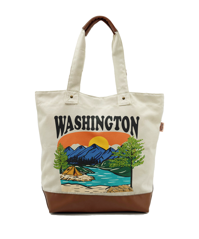 Washington Sunset Adventure Canvas Tote Bag