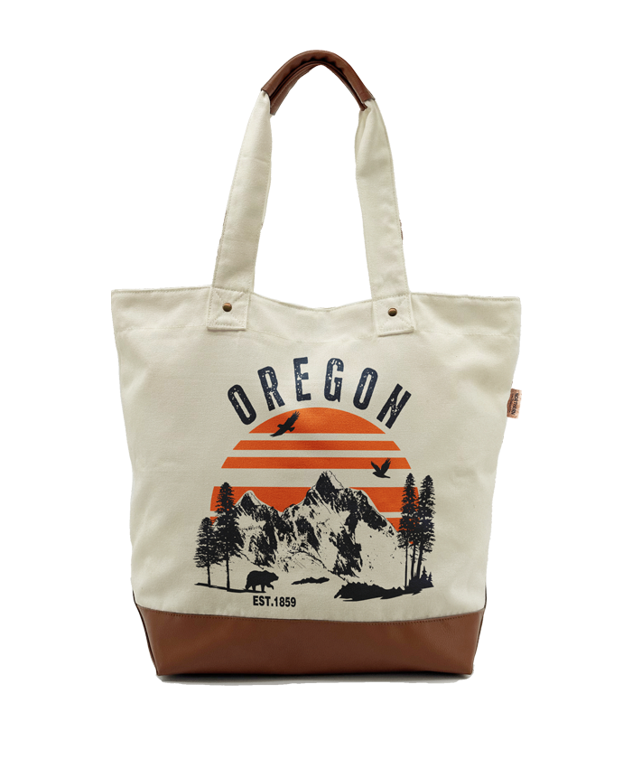 Oregon Sunset Peaks Canvas Tote  Bag