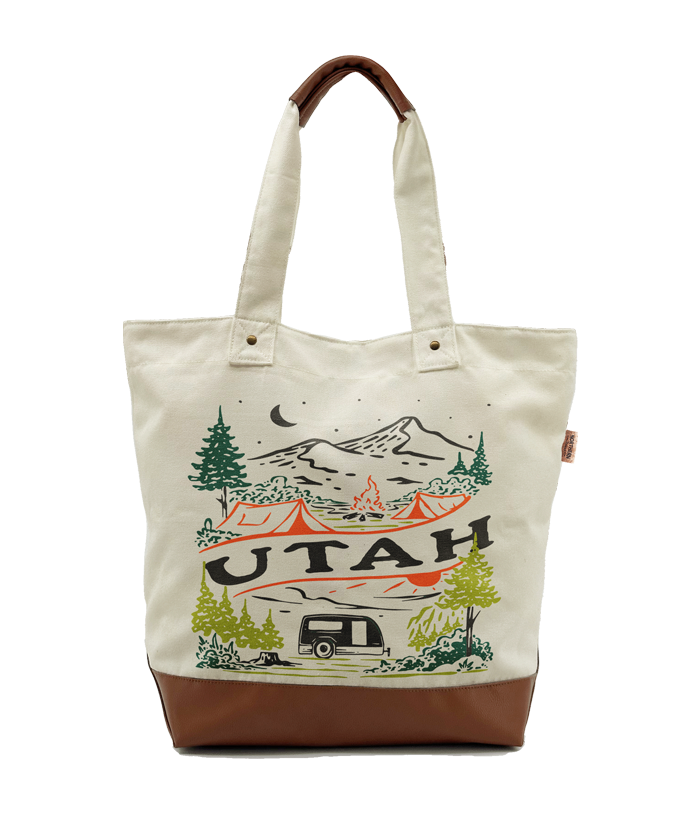 Utah Night Camp Canvas Tote Bag