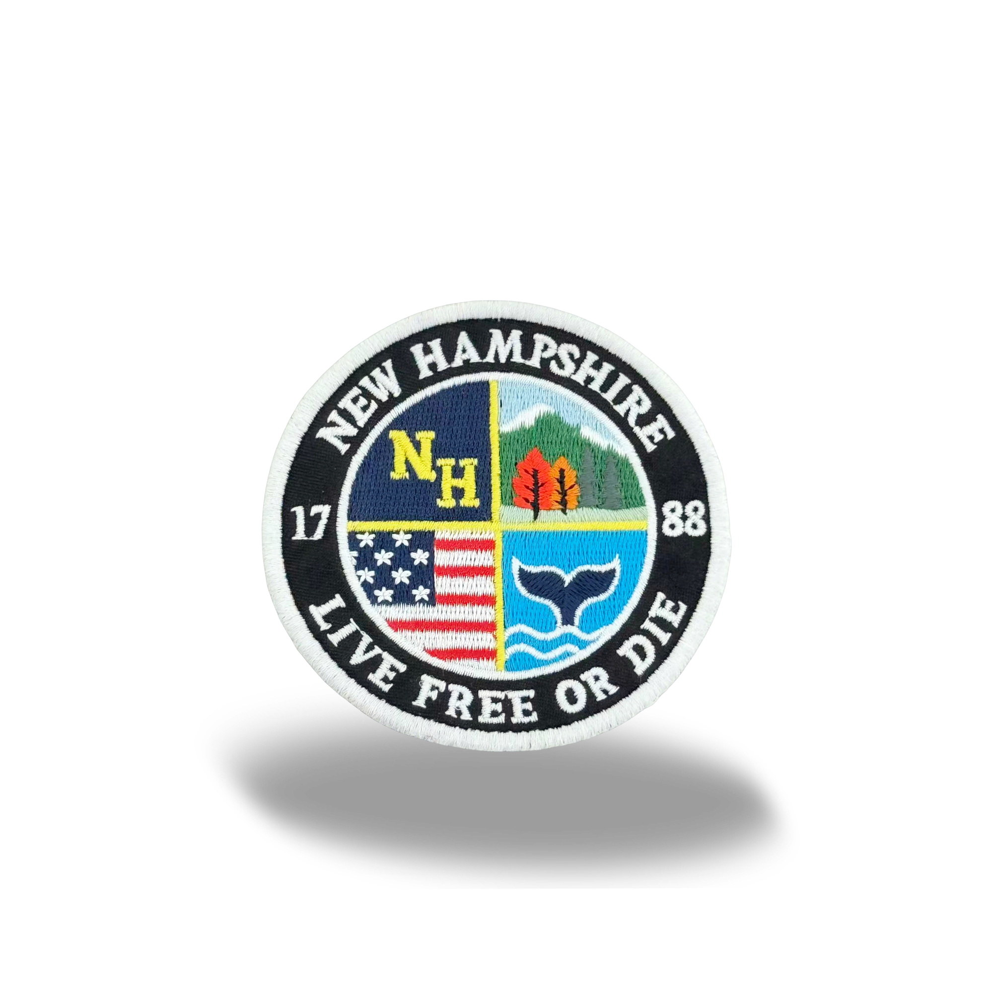 New Hampshire Embroidered Patch – Live Free or Die Round Badge