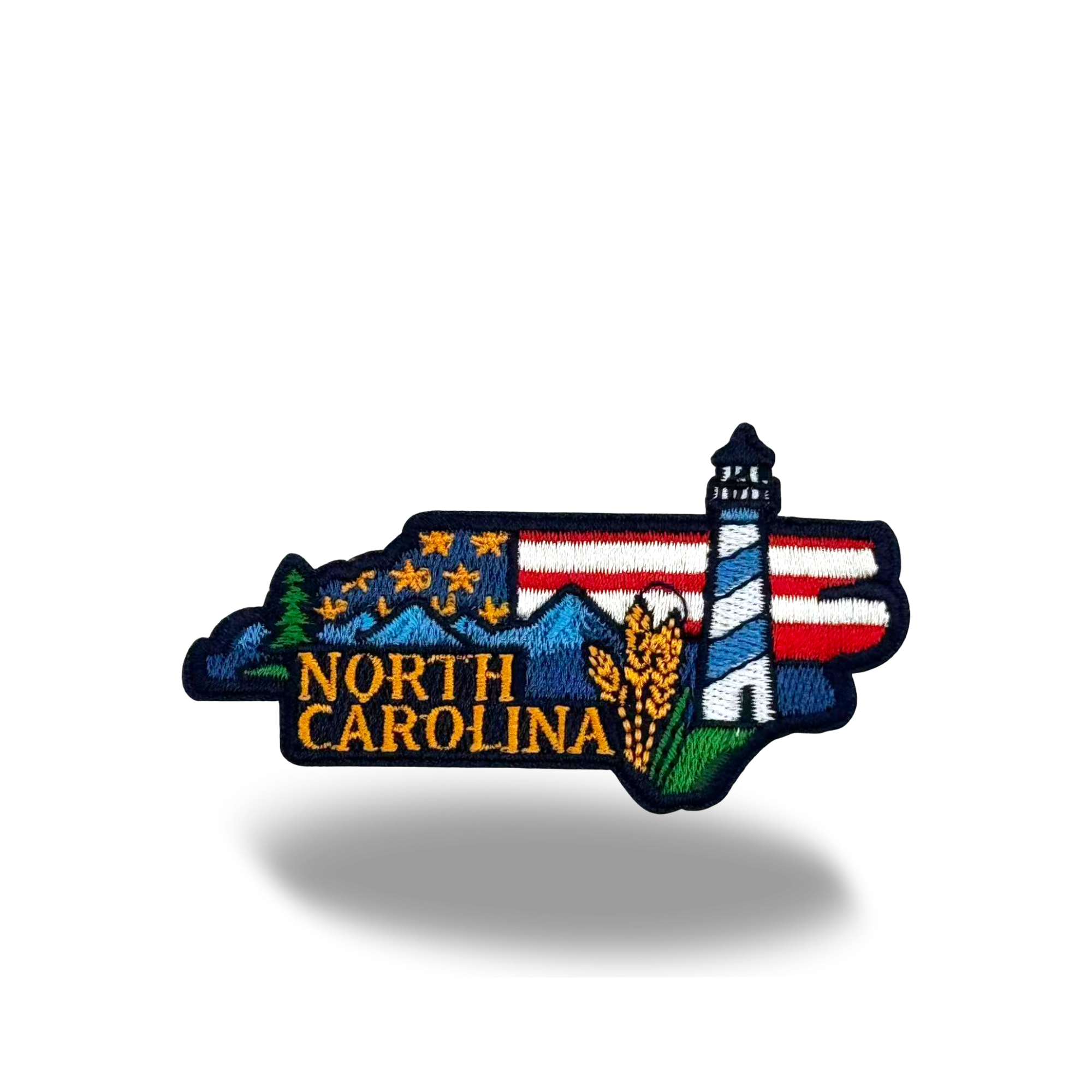 North Carolina State Embroidered Patch Lighthouse Mountain Landscape Travel Souvenir