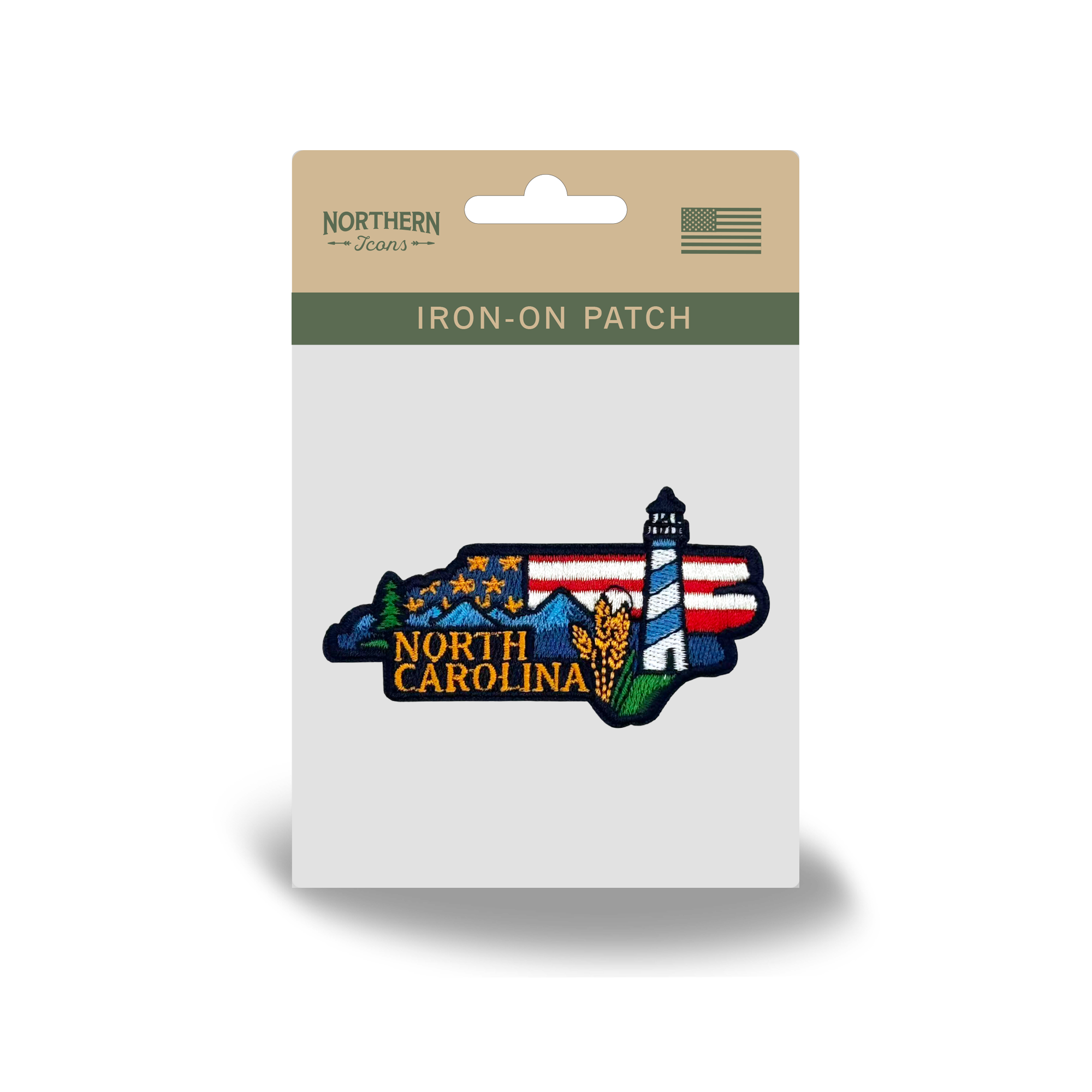 North Carolina State Embroidered Patch Lighthouse Mountain Landscape Travel Souvenir