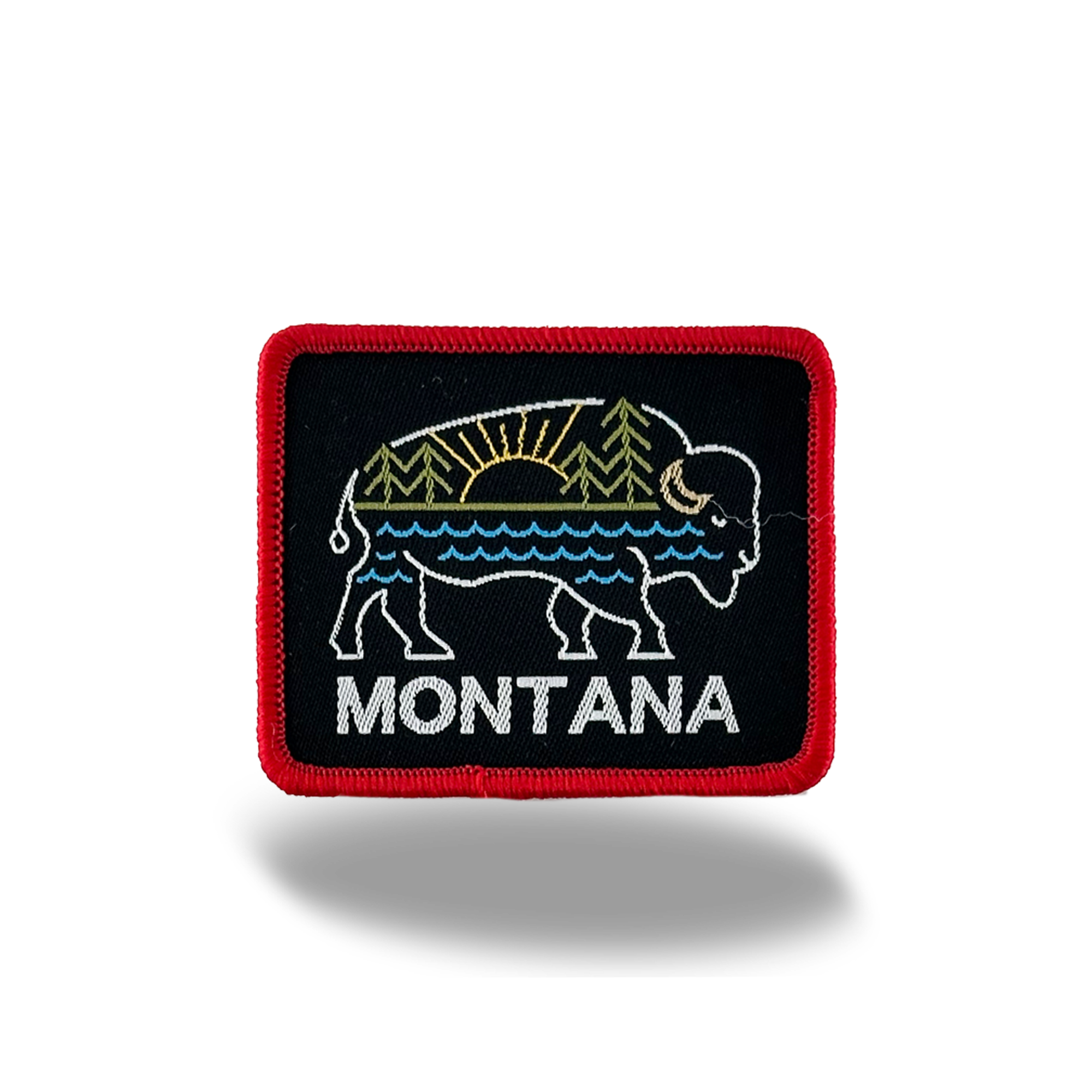 Montana Bison Landscape Embroidered Iron-On Patch