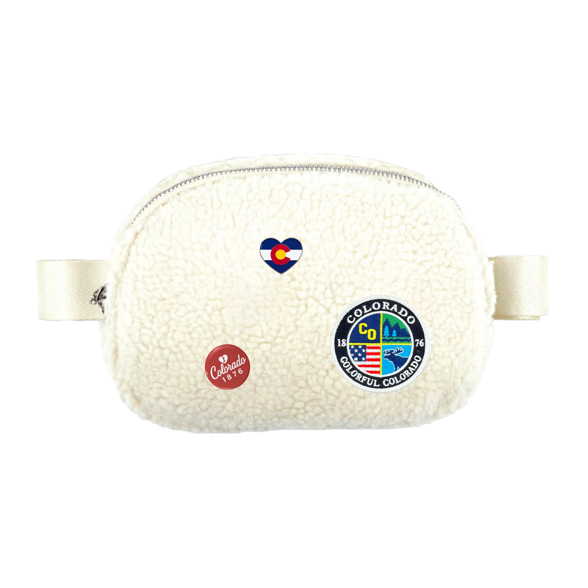 Colorado Sherpa Fleece Belt Bag with Adjustable Waist Strap for Travel & Everyday Adventures