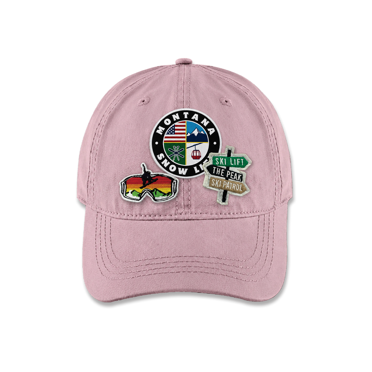 Montana Ski Life Triple Patches Embroidered Cap – Vintage Mountain Adventure Style