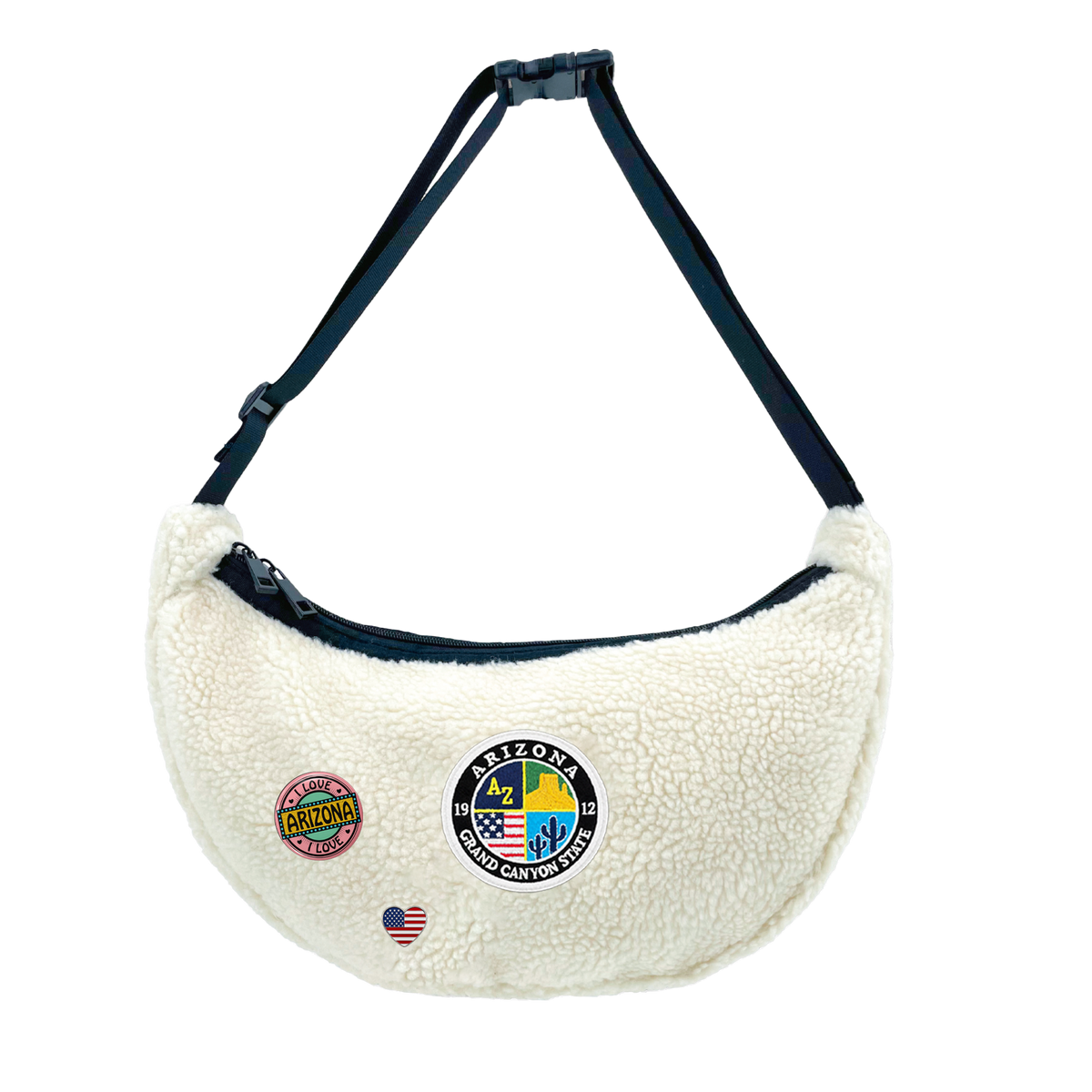 Arizona Sherpa Round Shoulder Bag | Cozy Fleece Crossbody Bag