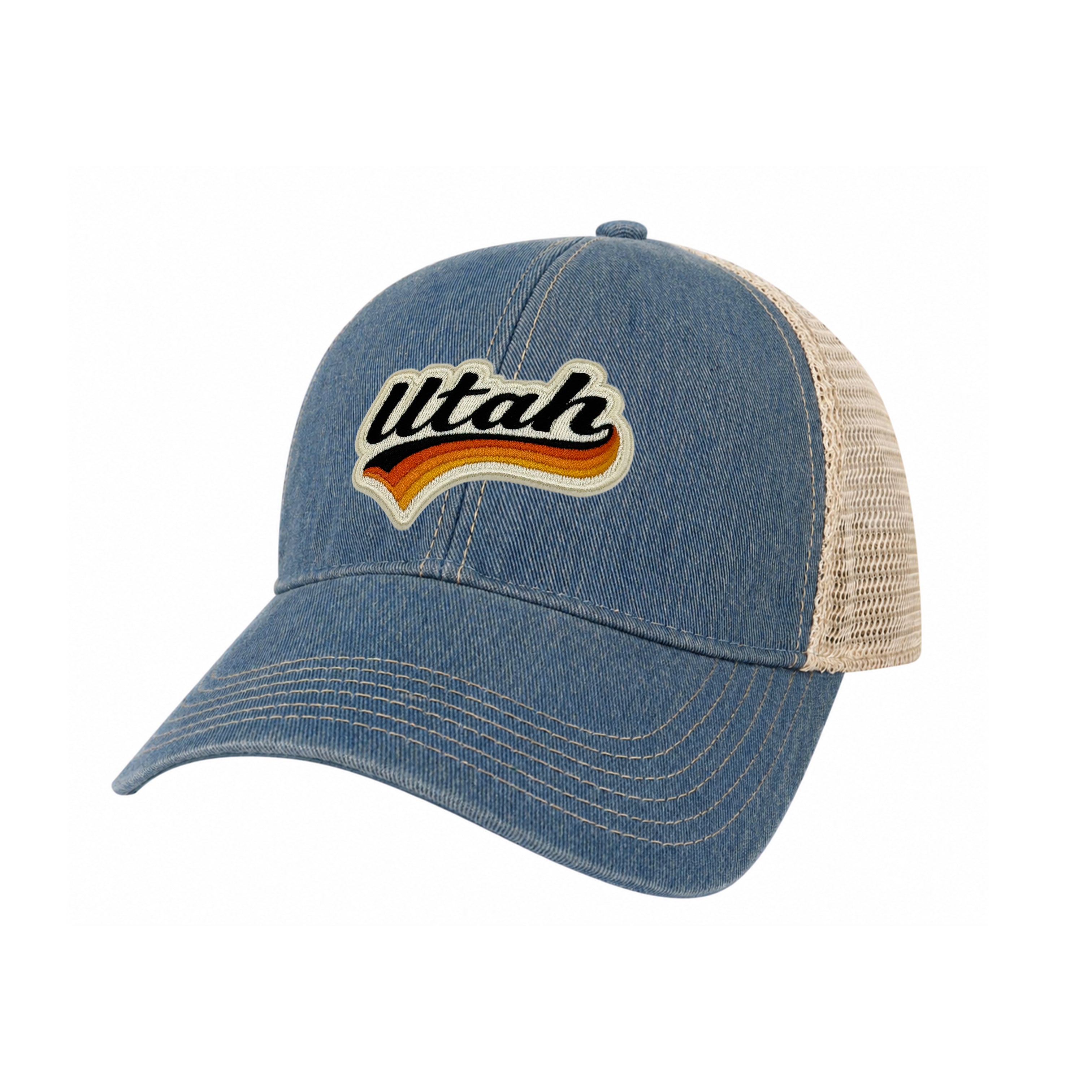 Utah Vintage Dirty Washed Trucker Hat – Retro State Patch Mesh Snapback Baseball Cap