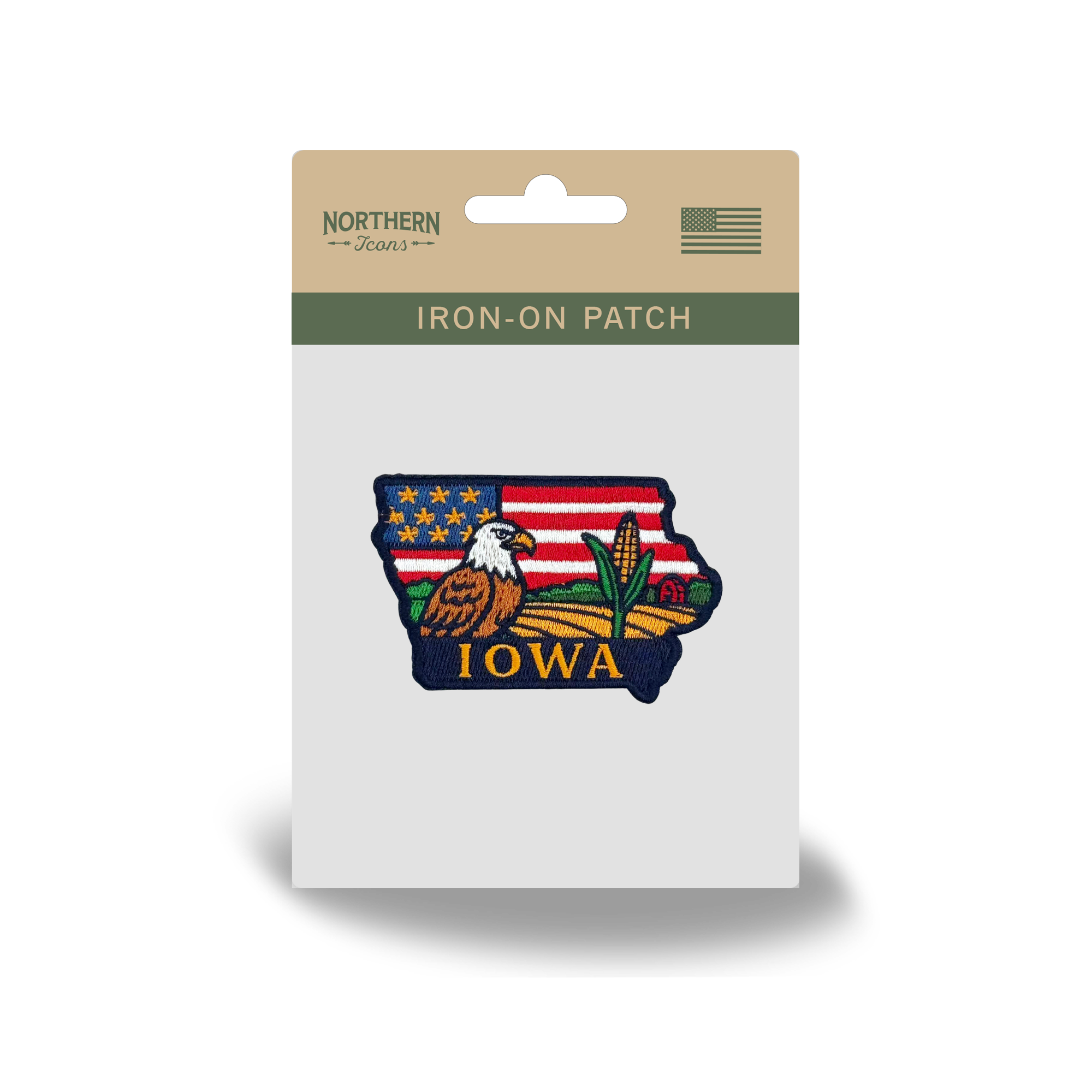 Iowa State Embroidered Patch State Shape Farm Corn Souvenir Badge