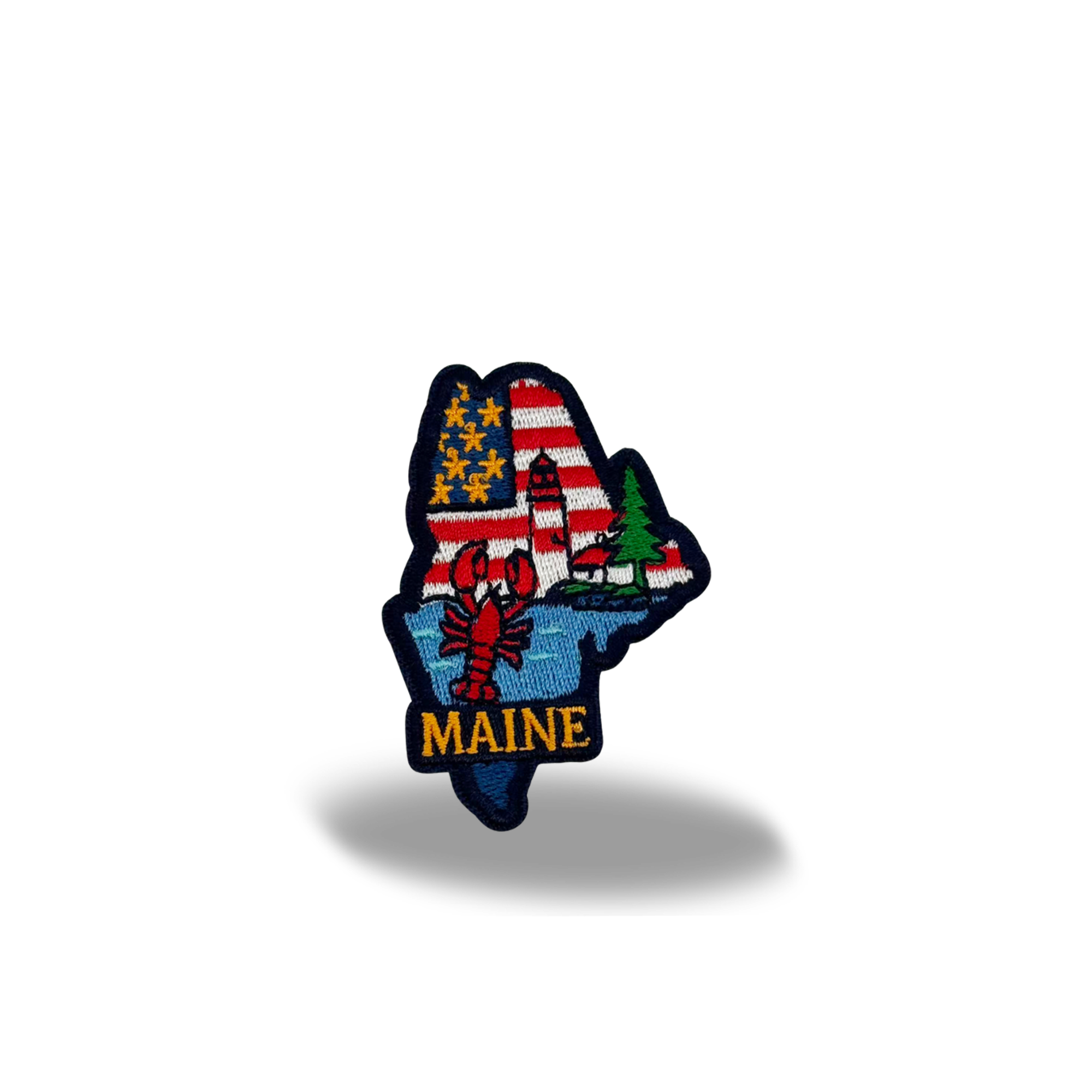 Maine Lobster Lighthouse Embroidered Patch Iron On State Souvenir Badge