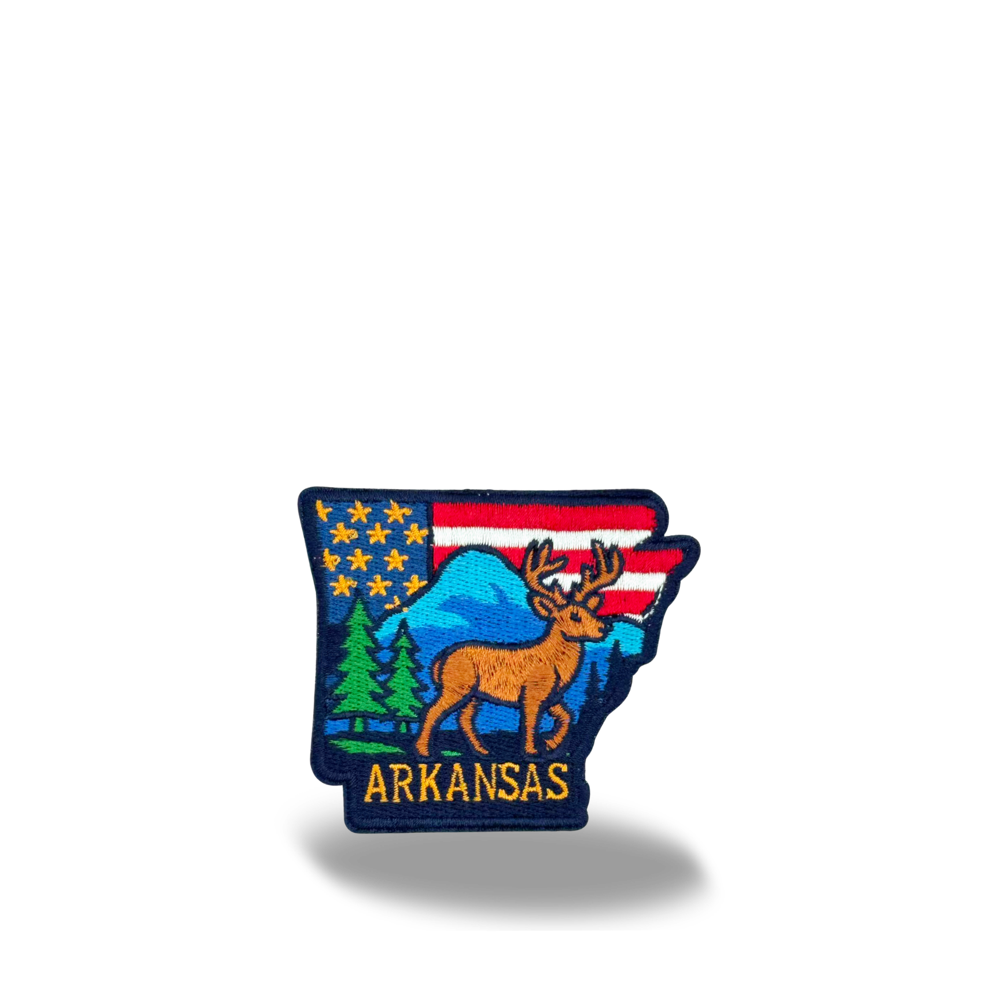 Arkansas State Embroidered Patch State Shape Deer Nature Souvenir Badge