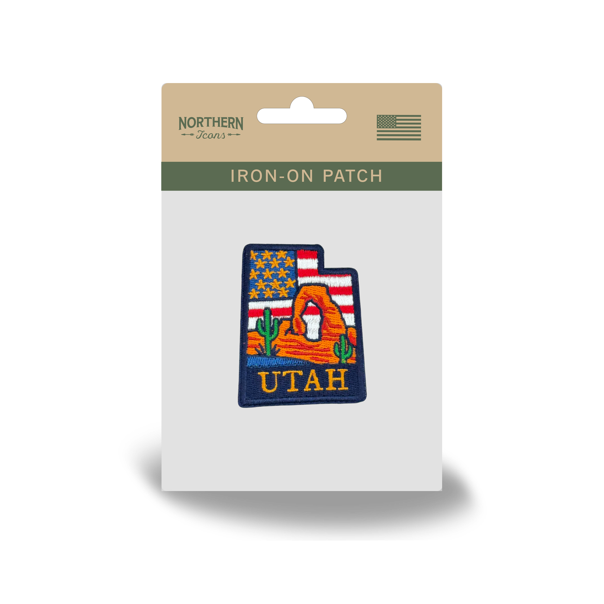 Utah Desert Arch Embroidered Patch, State Map Landscape Outdoor Travel Souvenir