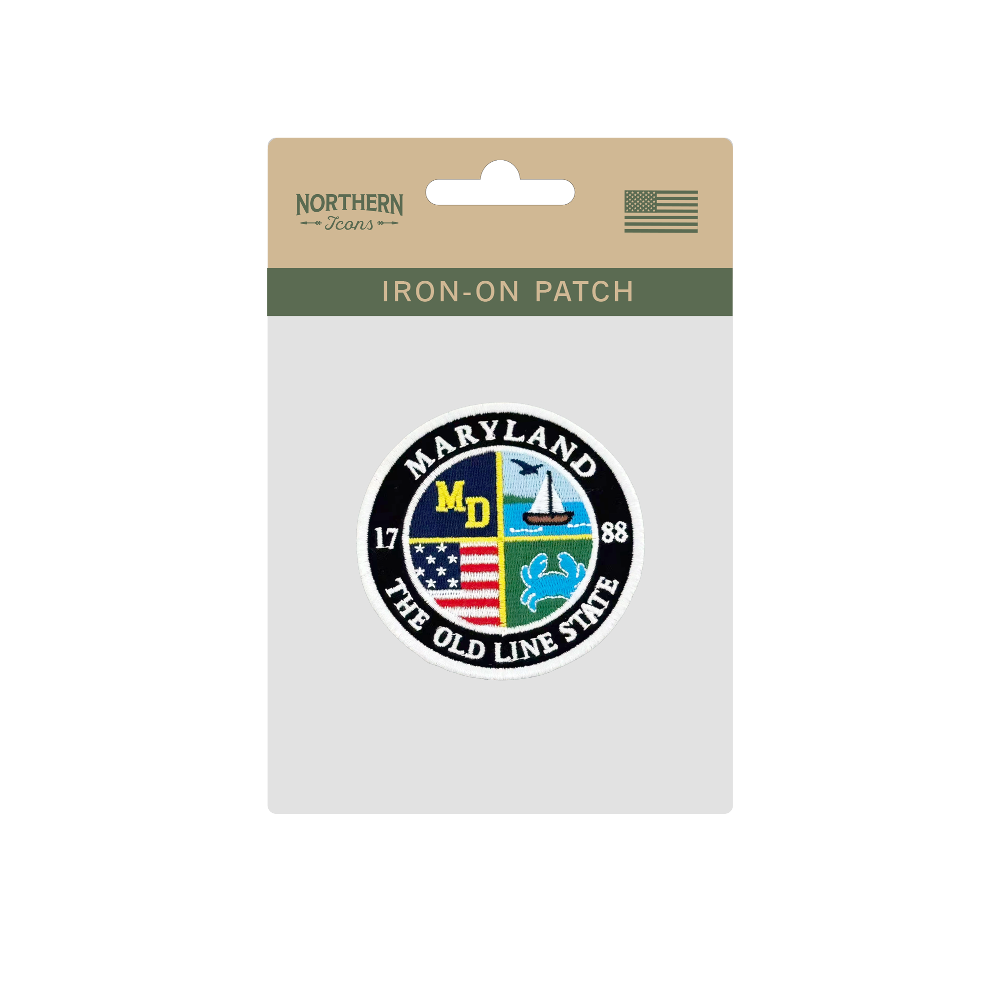 Maryland Old Line State Embroidered Patch Round State Heritage Sailboat Crab Badge