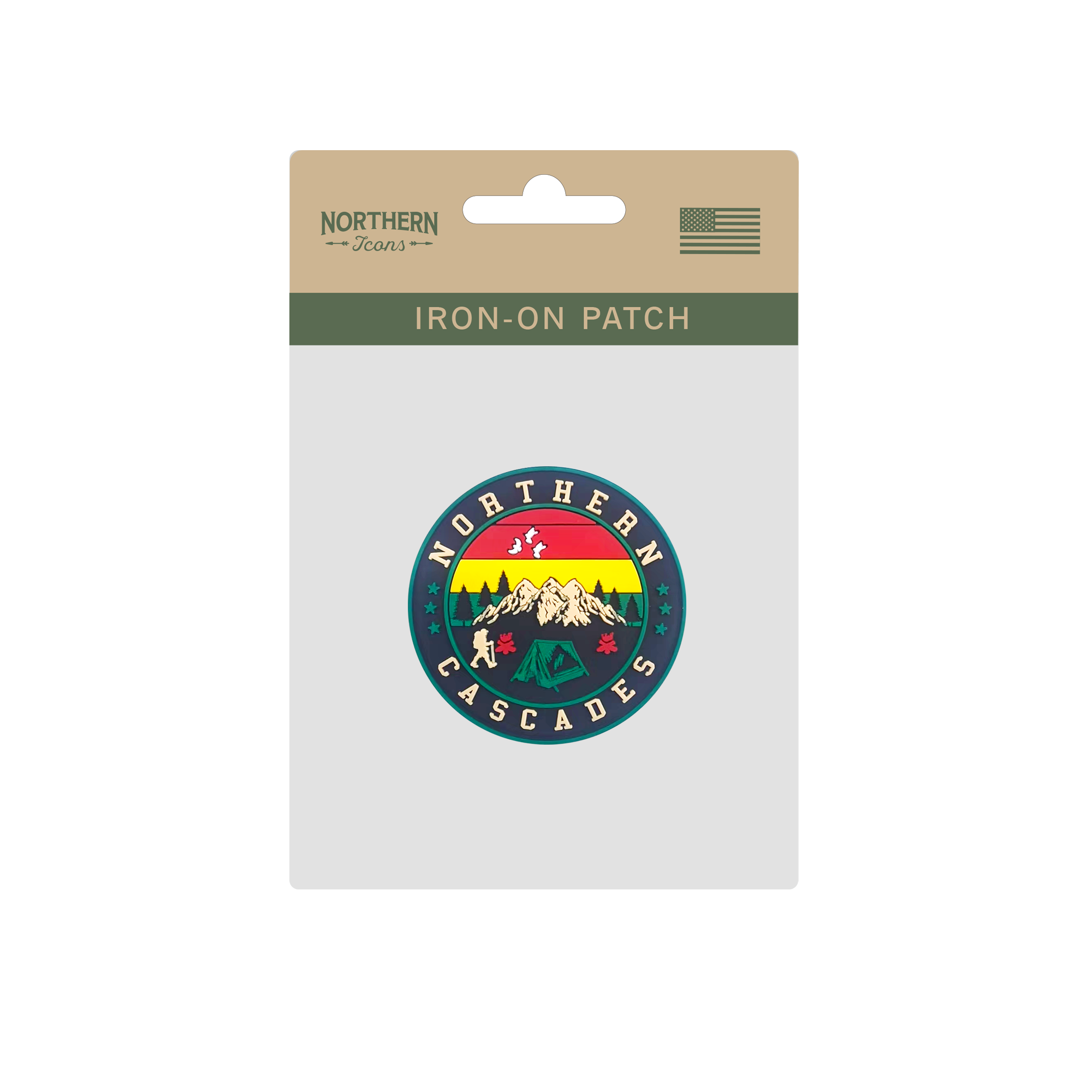 Northern Cascades Mountain Sunset Embroidered Iron-On Patch Outdoor Adventure Souvenir