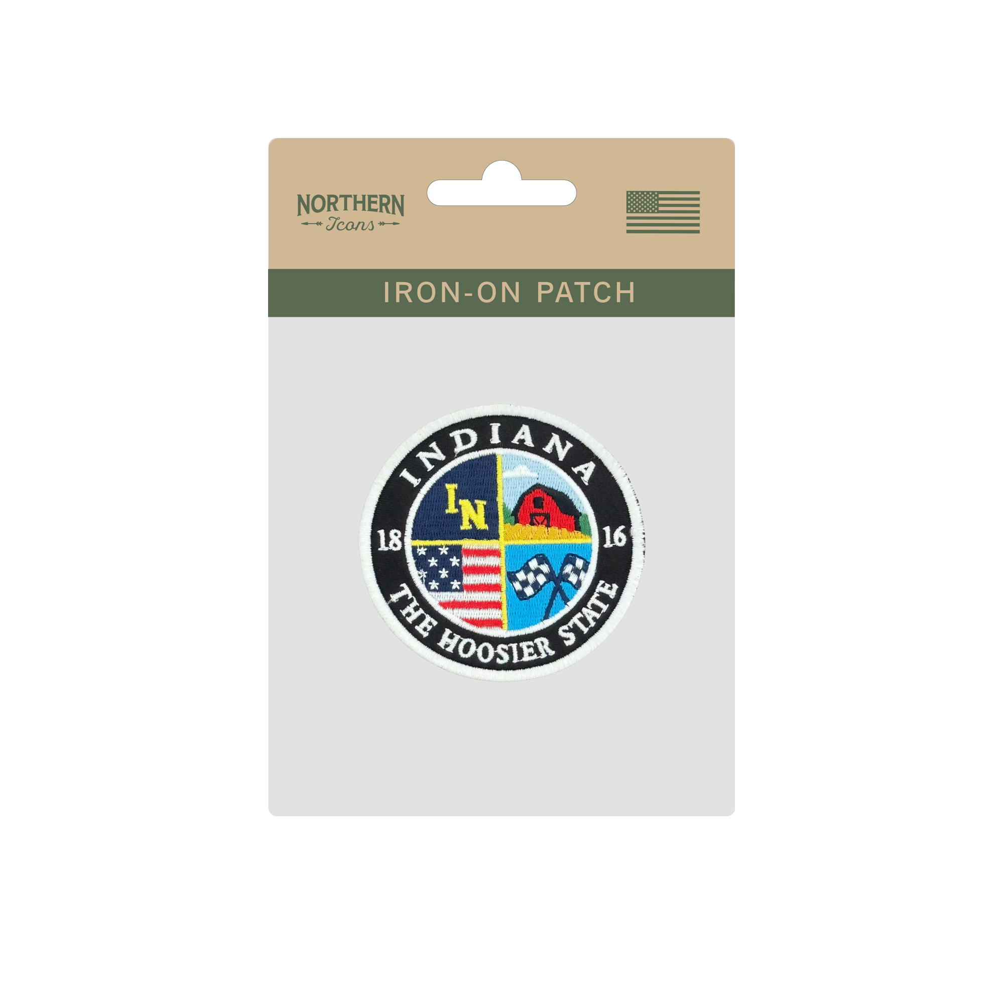 Indiana Hoosier State Embroidered Patch Vintage Round State Badge
