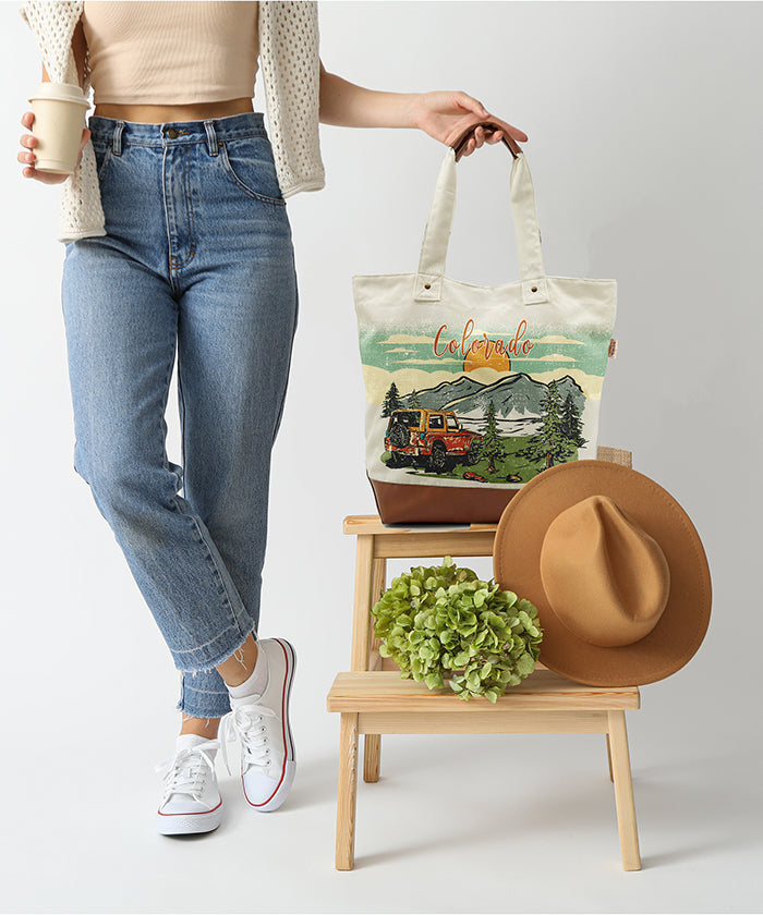 Colorado Road Trip Adventure Canvas Tote Bag