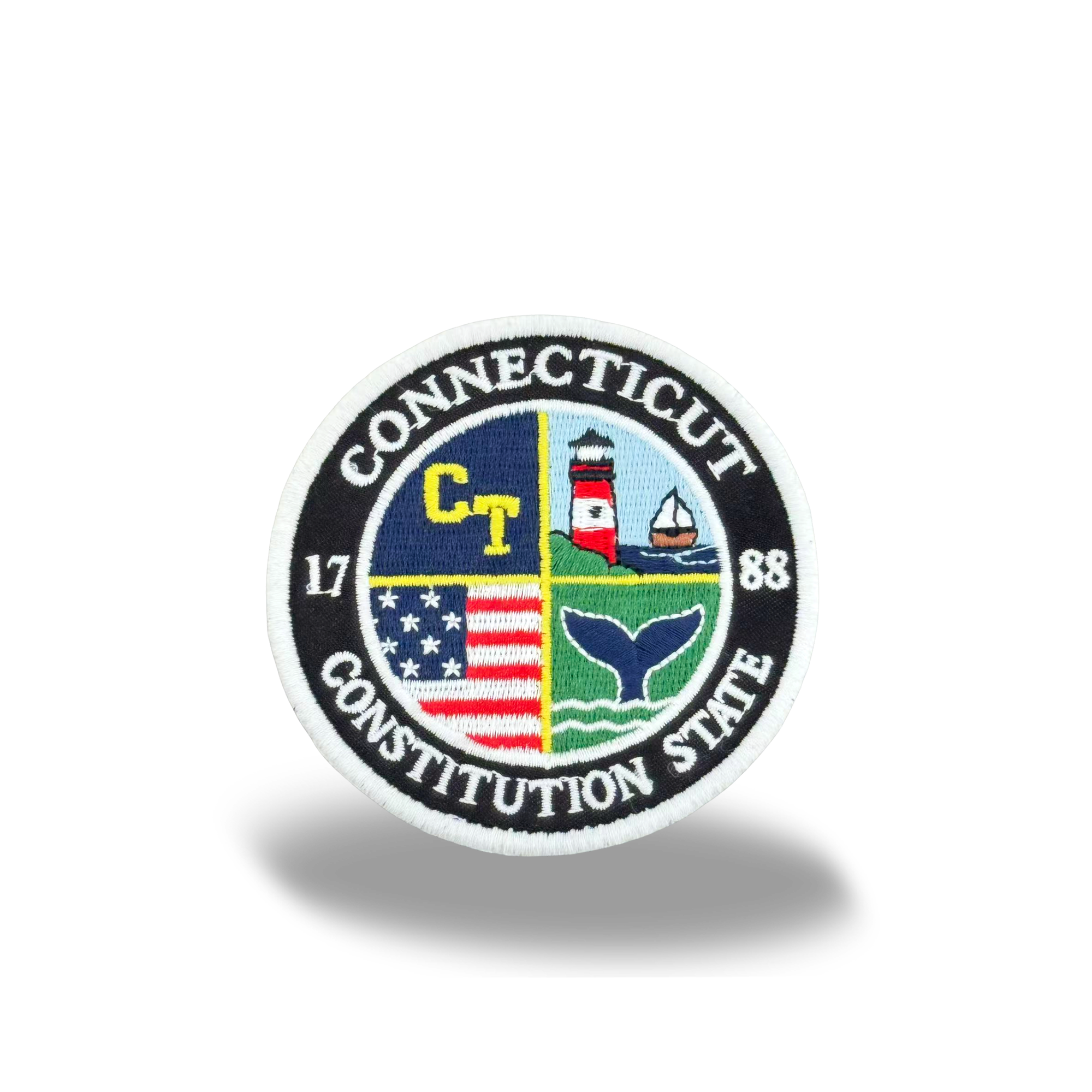 Connecticut Constitution State Embroidered Patch Lighthouse Whale Sailboat Travel Souvenir Badge