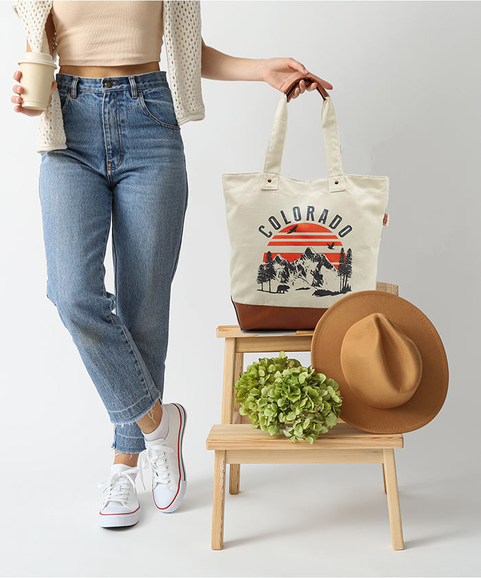 Colorado Mountain Sunset Canvas Tote Bag