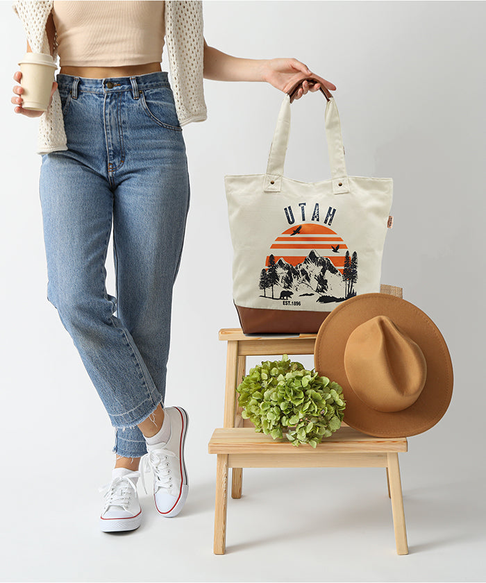 Utah Mountain Sunset Canvas Tote Bag