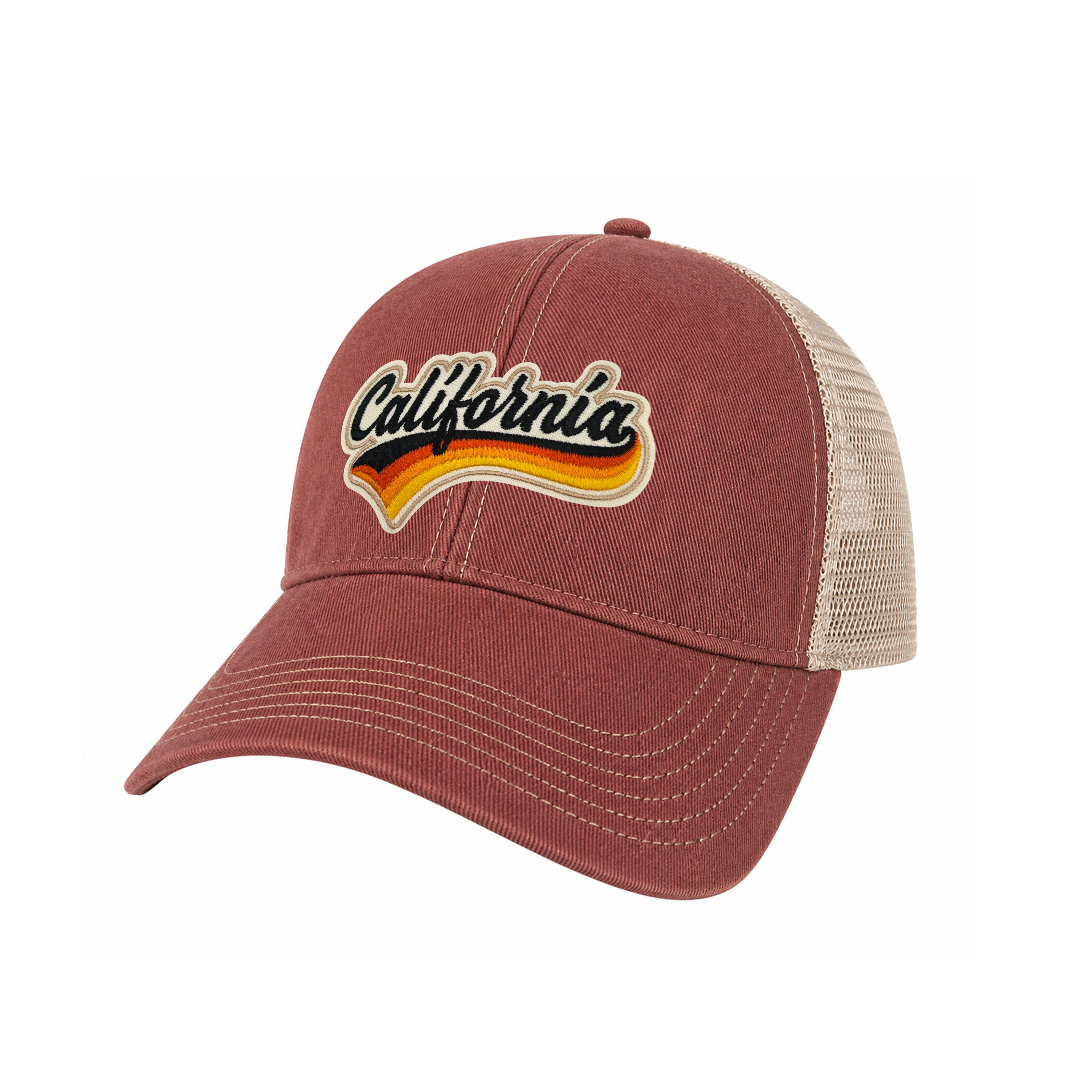 California Vintage Dirty Washed Trucker Hat – Retro State Patch Mesh Snapback Baseball Cap