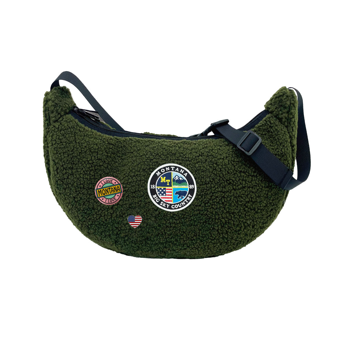 Montana Big Sky Sherpa Round Shoulder Bag - Cozy Travel Crossbody Bag