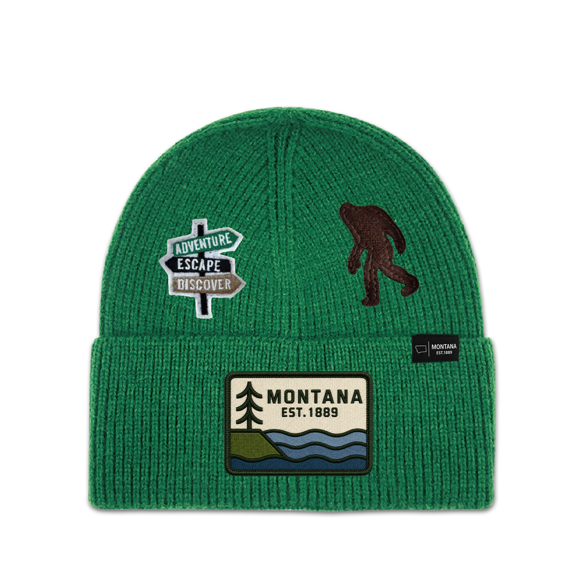 Montana Adventure Multi Patch Knit Beanie - Outdoor Souvenir Winter Hat