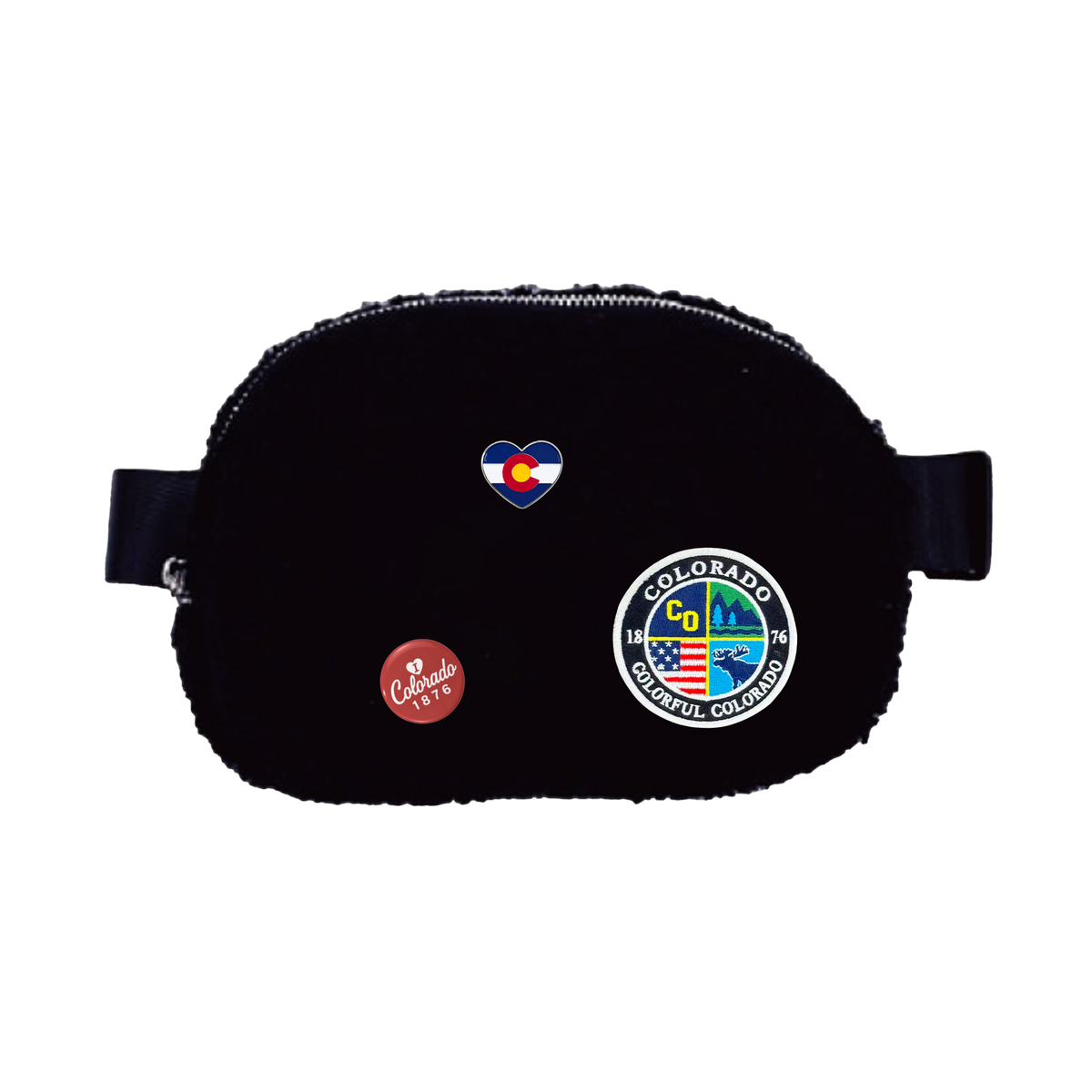 Colorado Sherpa Fleece Belt Bag with Adjustable Waist Strap for Travel & Everyday Adventures