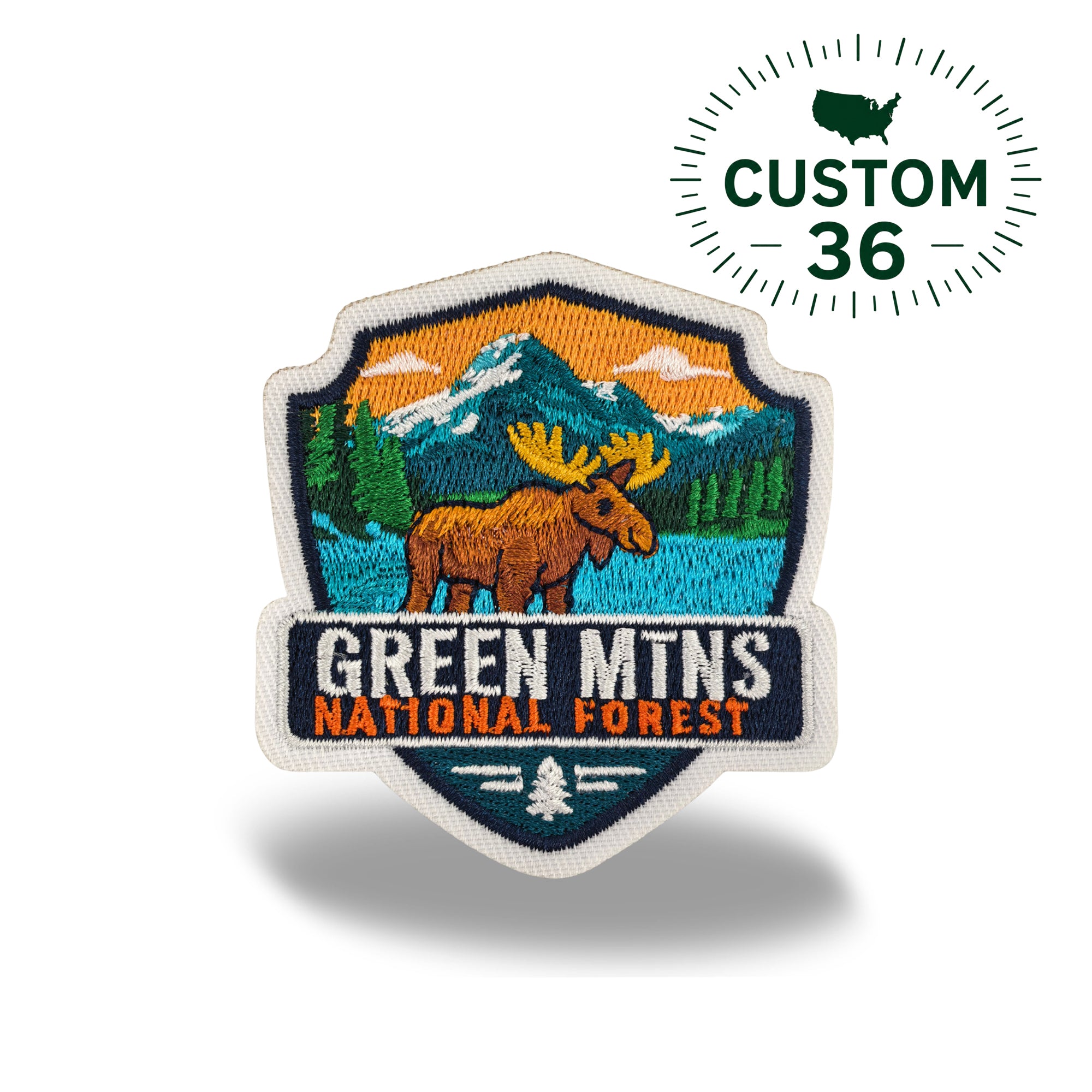 Green Mountains National Forest Iron-on Embroidered Patch | Vermont Wilderness Travel Souvenir Patch for Hats, Jackets & Backpacks