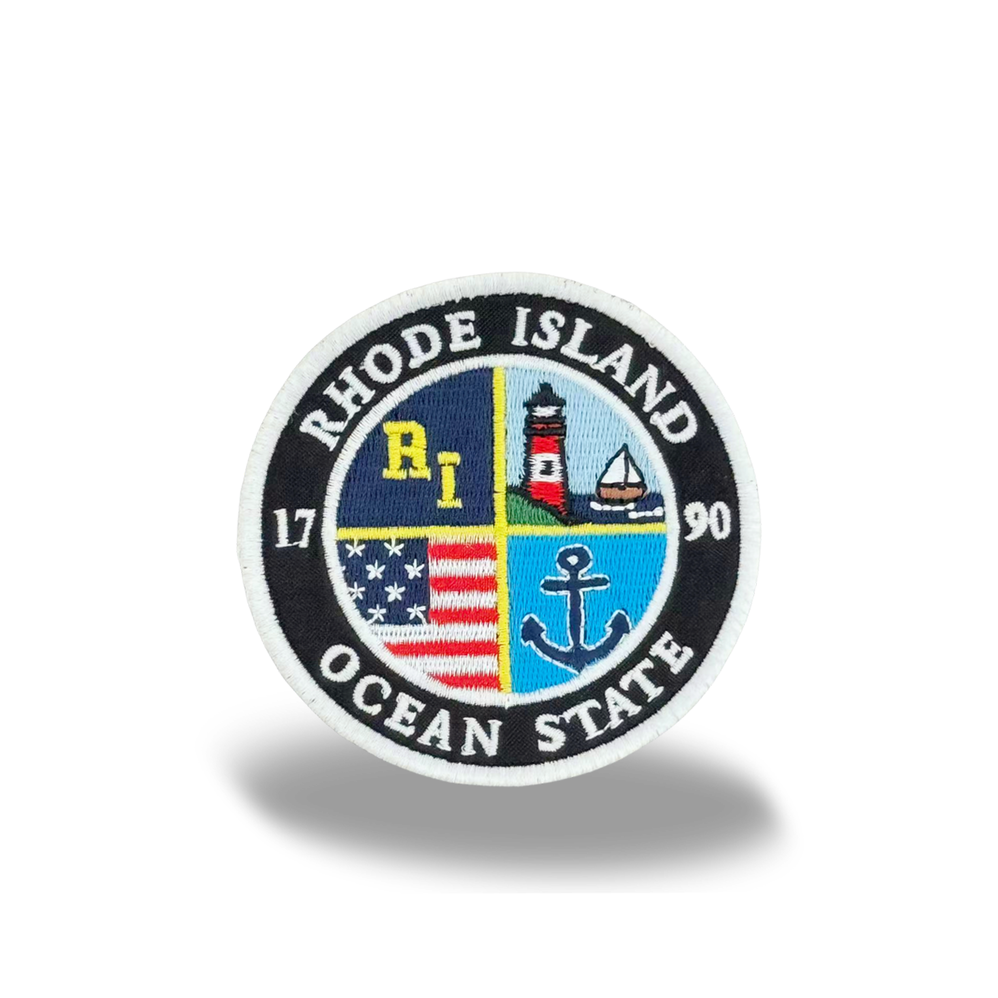 Rhode Island Ocean State Embroidered Iron-On Patch Coastal Travel Souvenir Badge