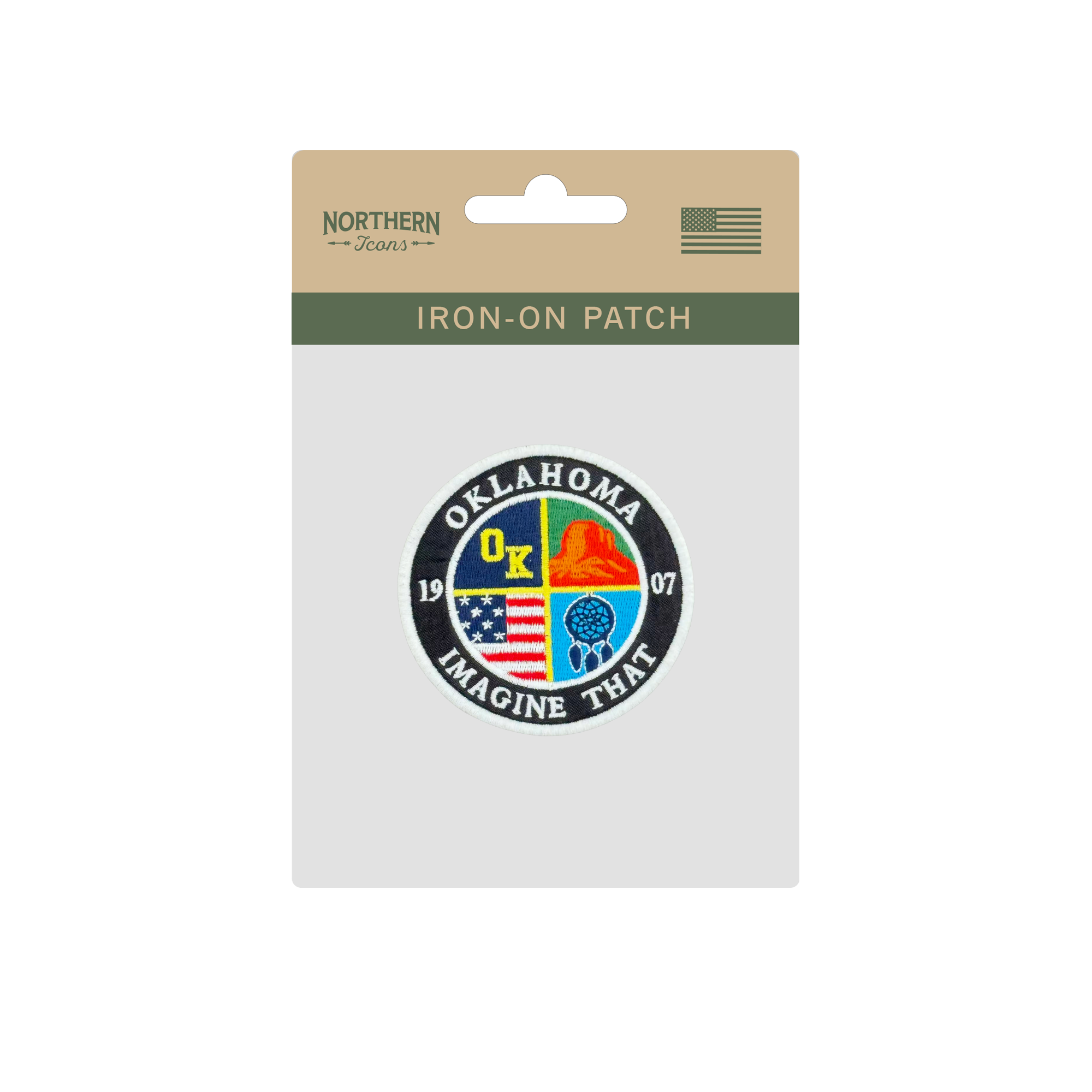 Oklahoma State Embroidered Iron-On Patch, Route 66 Style Travel Souvenir Badge