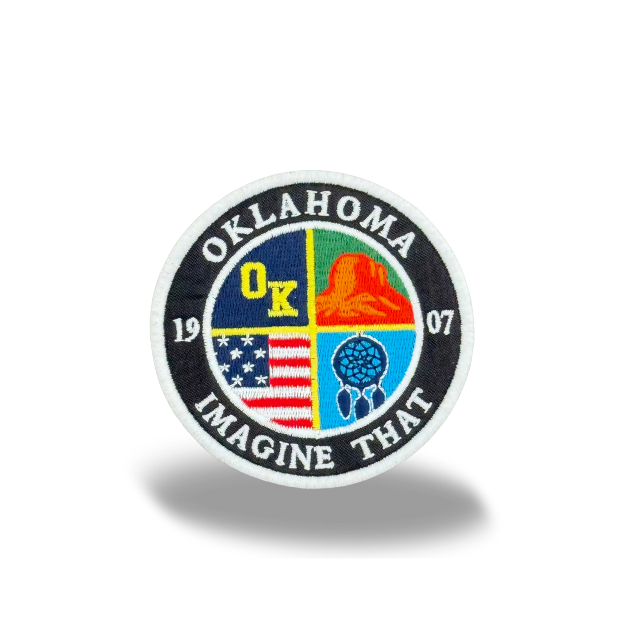 Oklahoma State Embroidered Iron-On Patch, Route 66 Style Travel Souvenir Badge