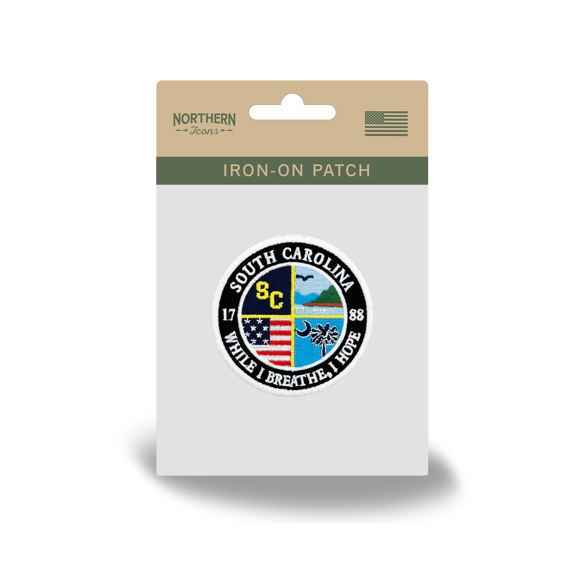 South Carolina State Embroidered Patch Coastal Palmetto Vintage Travel Badge Iron-On