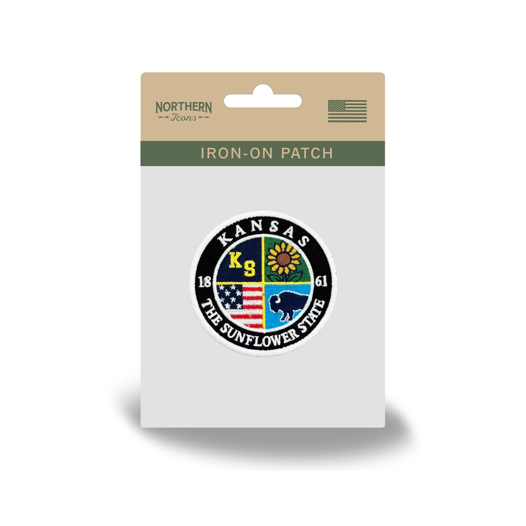 Kansas Sunflower State Embroidered Patch Vintage USA Travel Badge Iron On