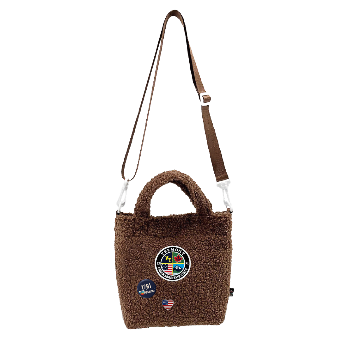 Vermont Sherpa Mini Tote Bag | Cozy Fleece Crossbody Carry Bag