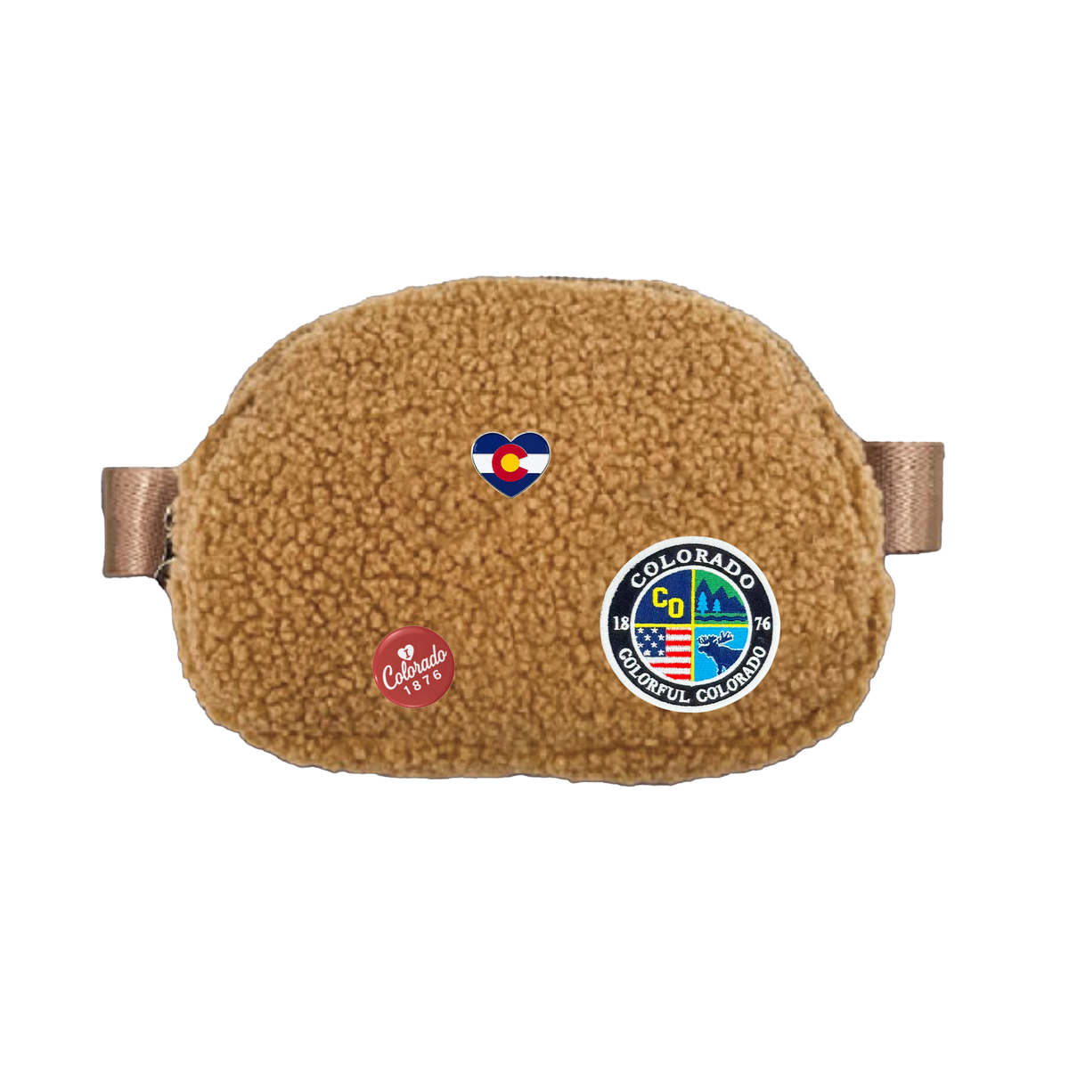 Colorado Sherpa Fleece Belt Bag with Adjustable Waist Strap for Travel & Everyday Adventures
