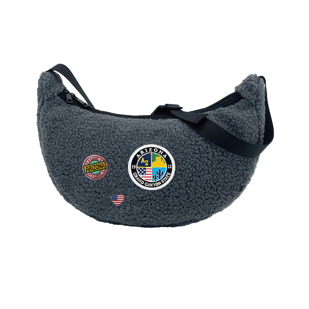 Arizona Sherpa Round Shoulder Bag | Cozy Fleece Crossbody Bag