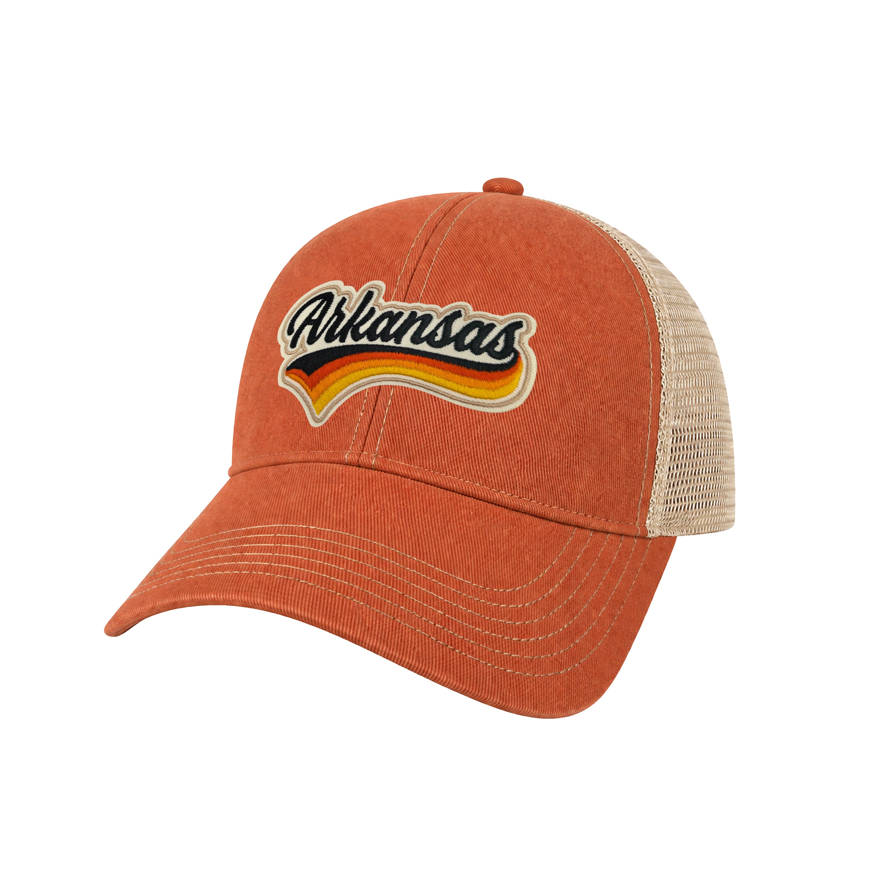 Arkansas Vintage Dirty Washed Trucker Hat – Retro State Patch Mesh Snapback Baseball Cap