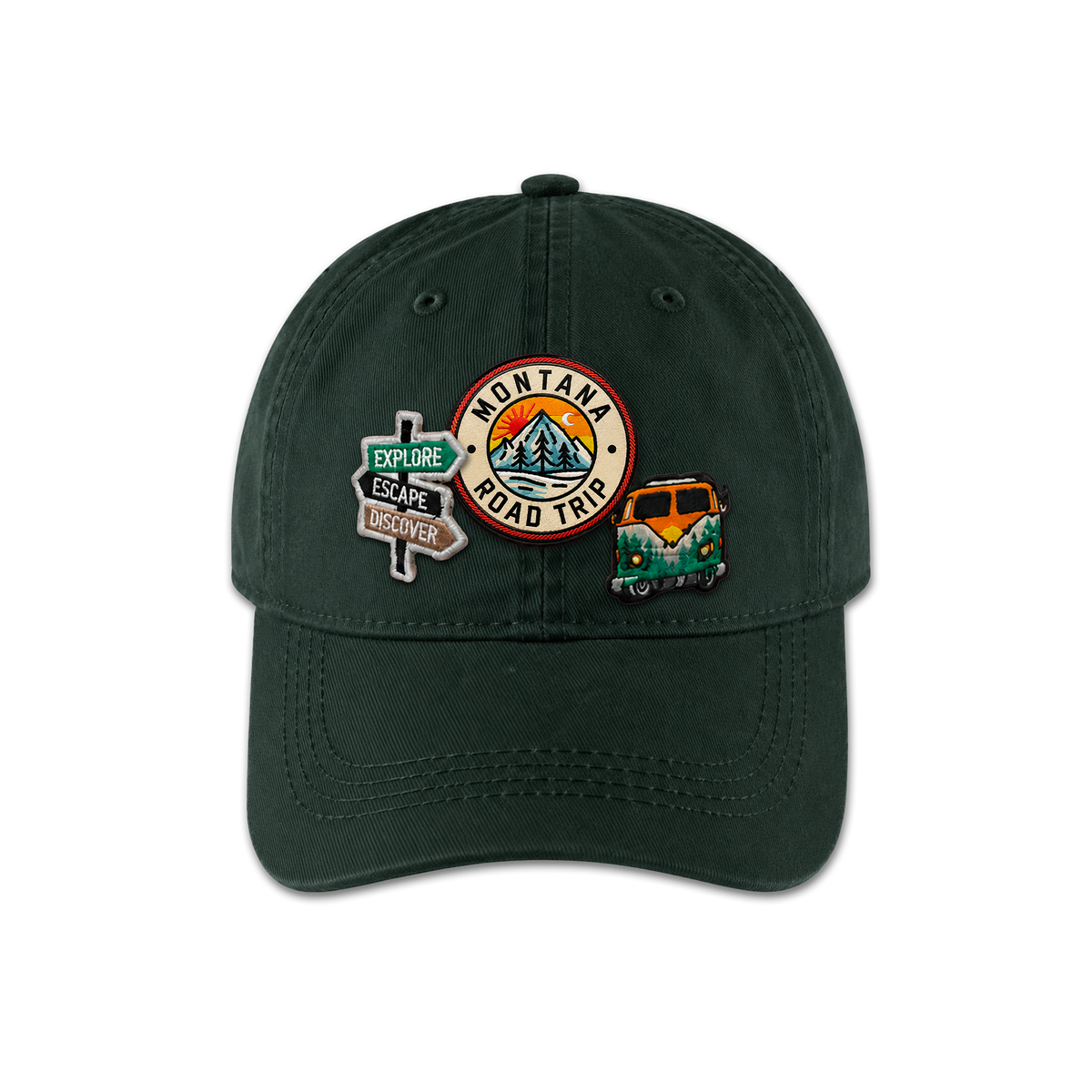 Montana Triple Patches Embroidery Cap | Vintage Washed Outdoor Adventure Style