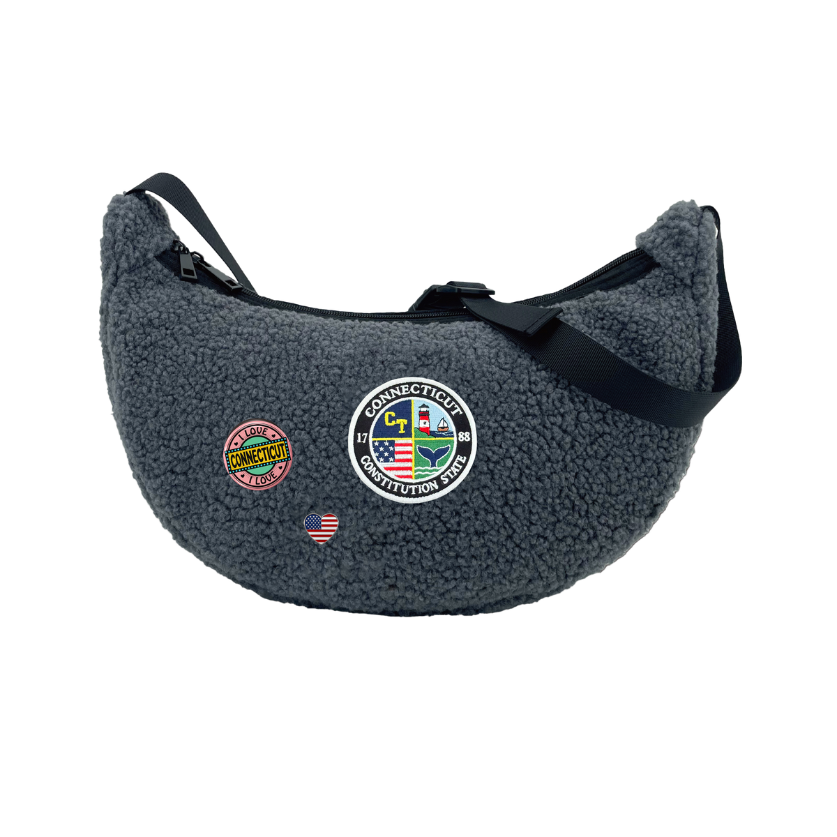 Connecticut Sherpa Round Shoulder Bag | Cozy Fleece Crossbody Bag