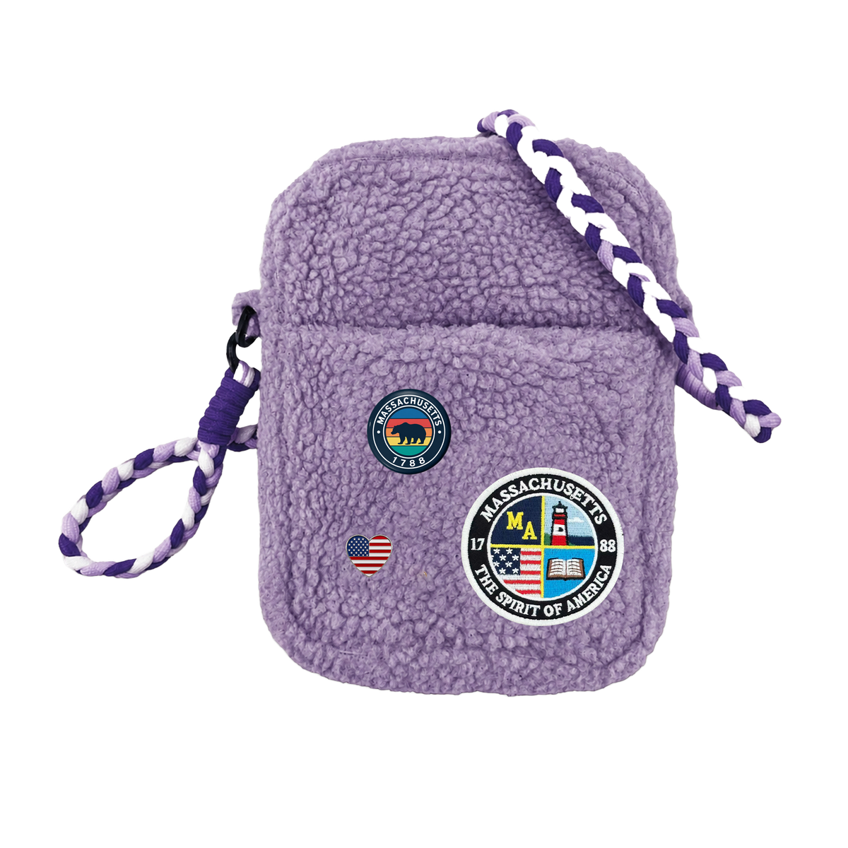 Massachusetts Sherpa Mini Crossbody Bag | Cozy Travel Shoulder Bag