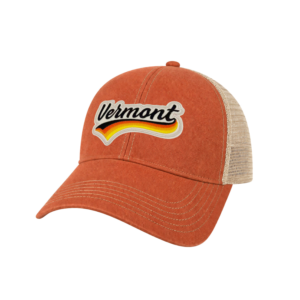 Vermont Vintage Dirty Washed Trucker Hat – Retro State Patch Mesh Snapback Baseball Cap