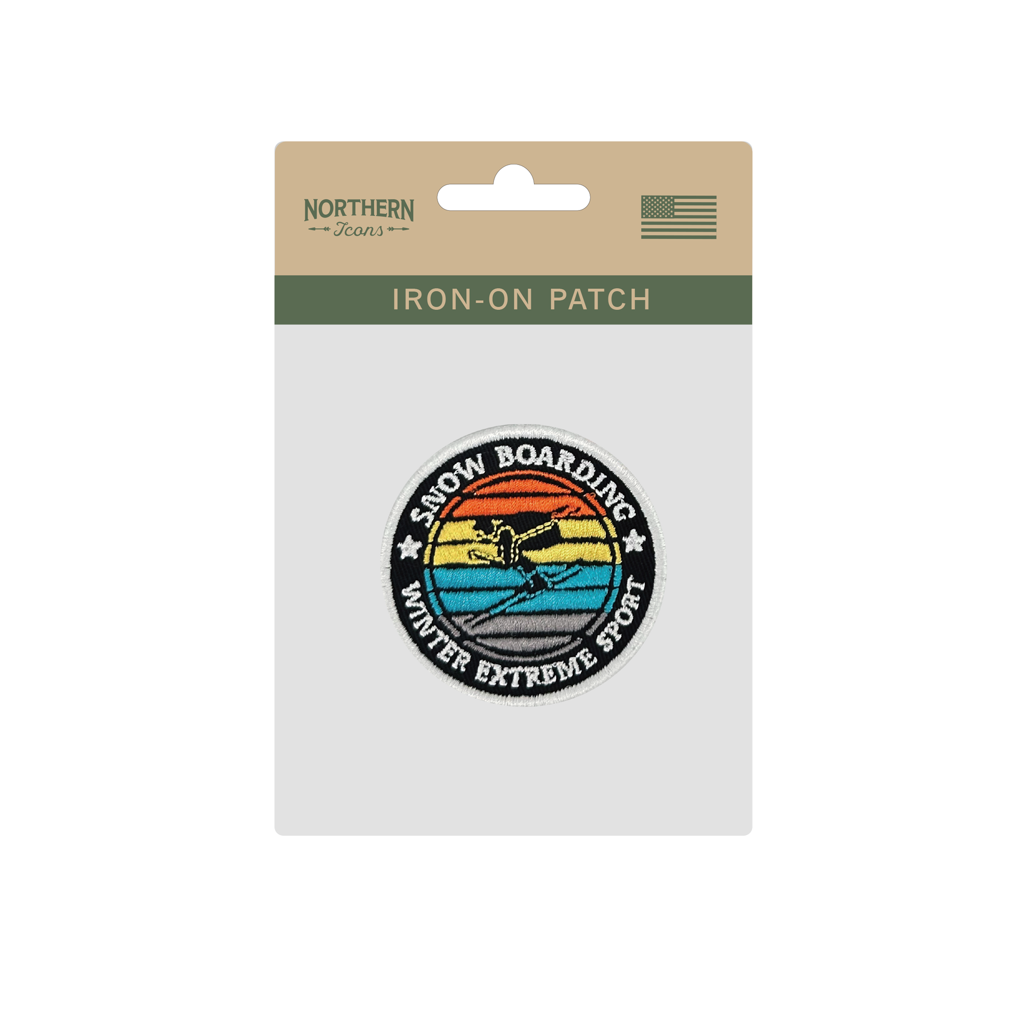 Snowboarding Retro Iron On Embroidery Patch