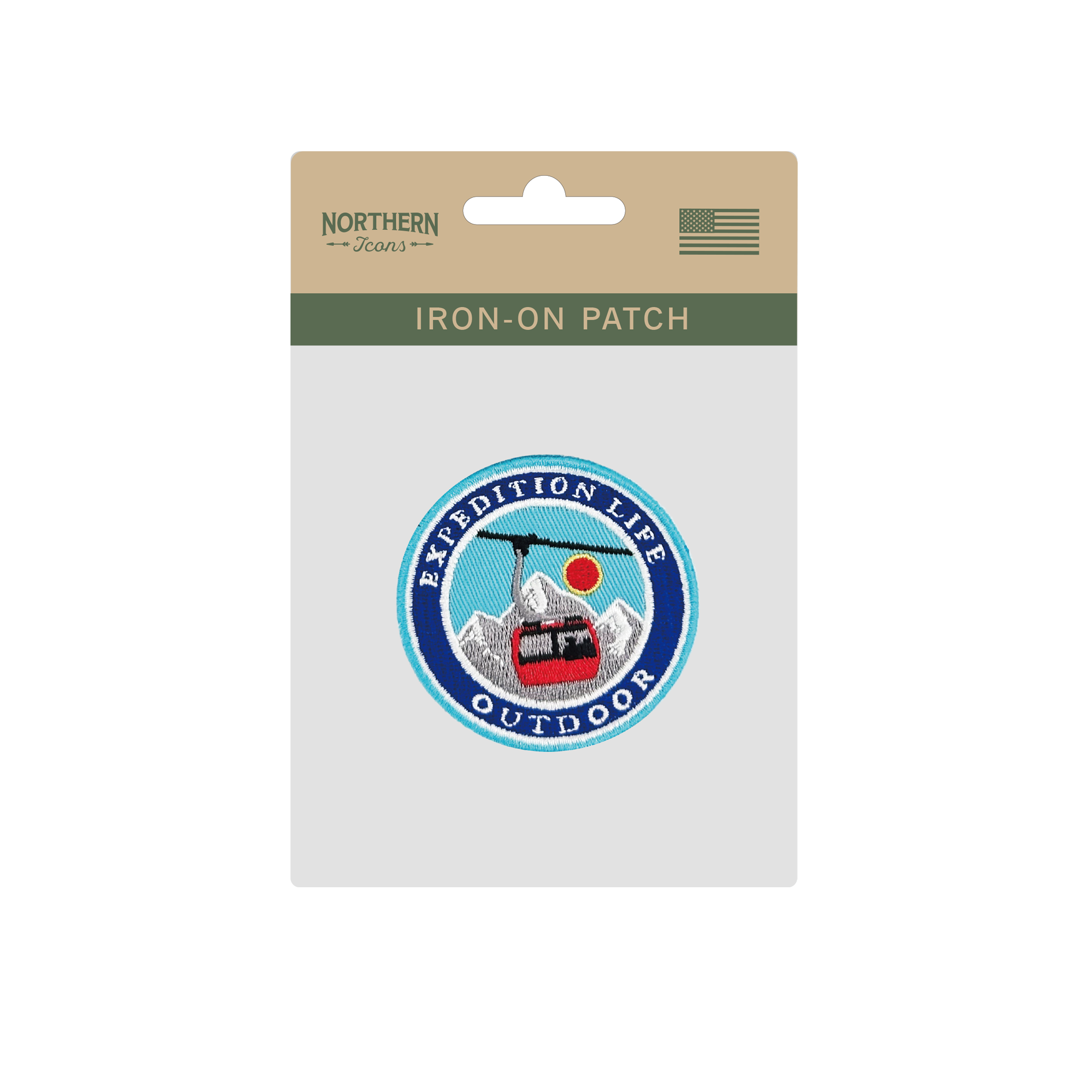 Snowy Mountain Cable Car Iron On Embroidery Patch