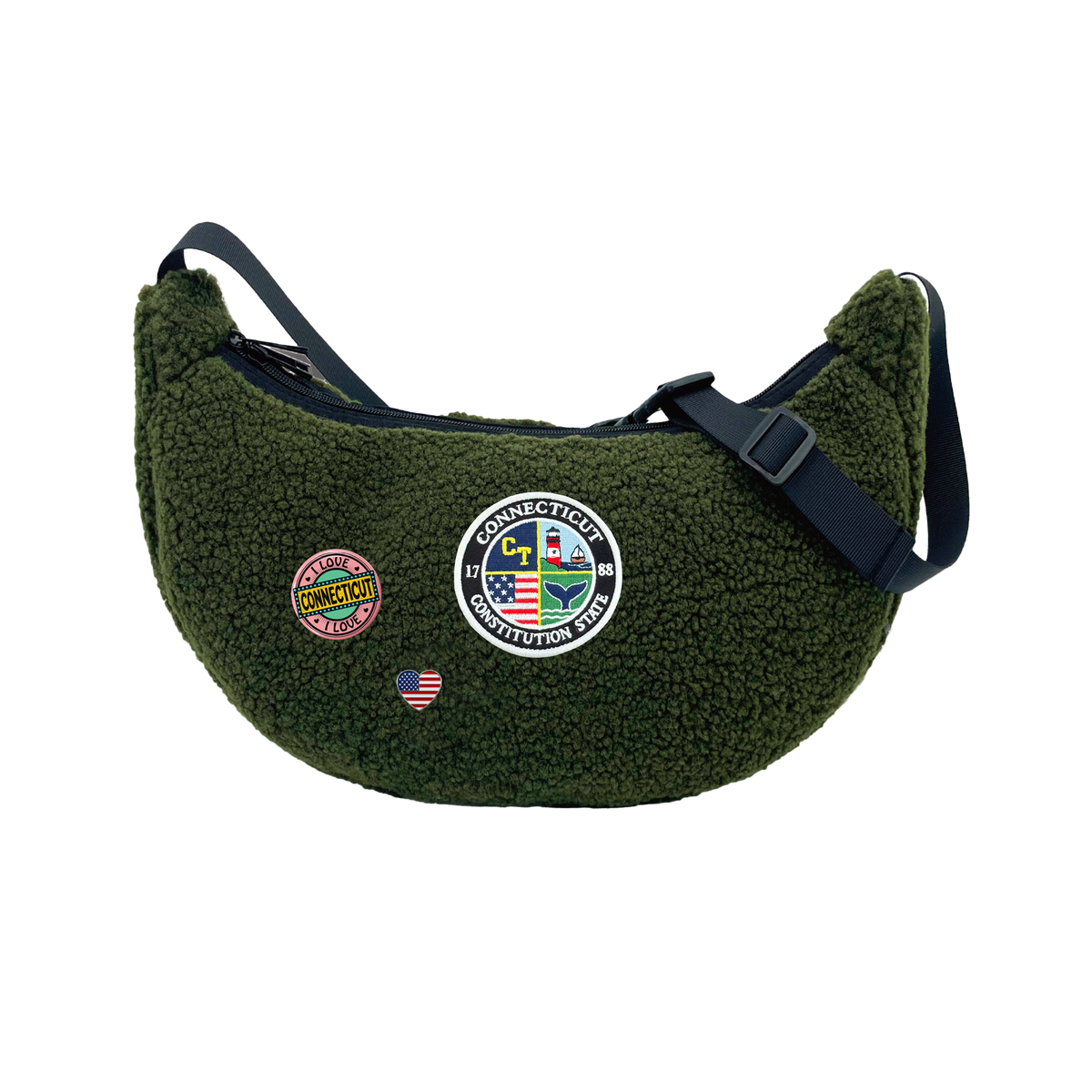 Connecticut Sherpa Round Shoulder Bag | Cozy Fleece Crossbody Bag