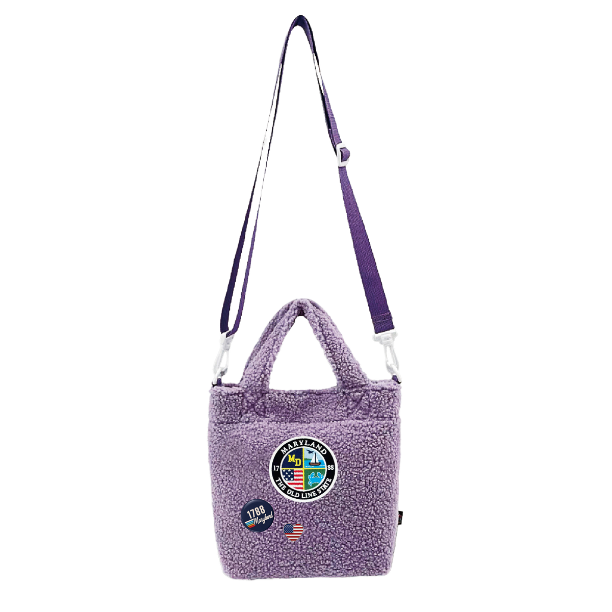 Maryland Sherpa Mini Tote Bag | Cozy Fleece Crossbody Travel Bag