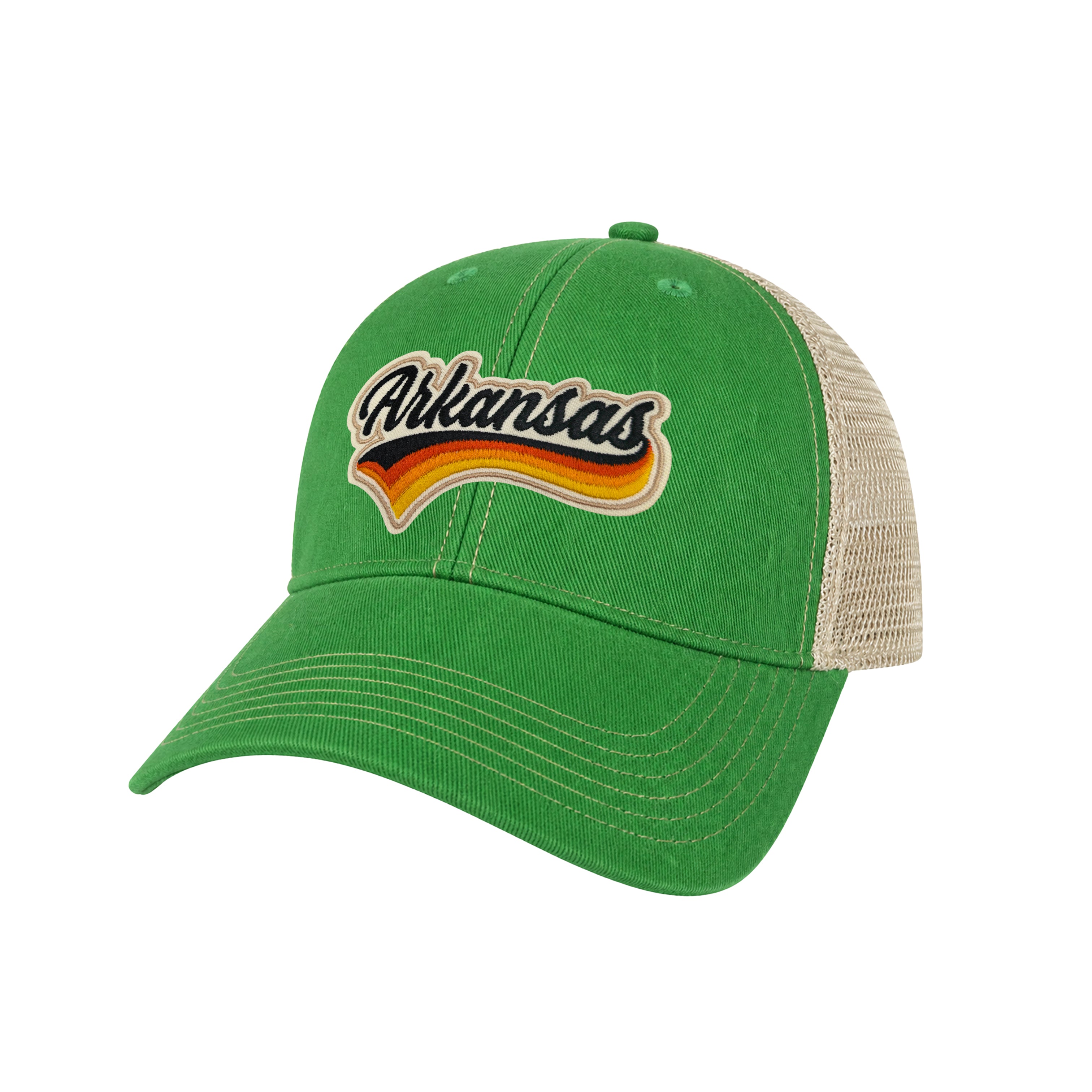 Arkansas Vintage Dirty Washed Trucker Hat – Retro State Patch Mesh Snapback Baseball Cap