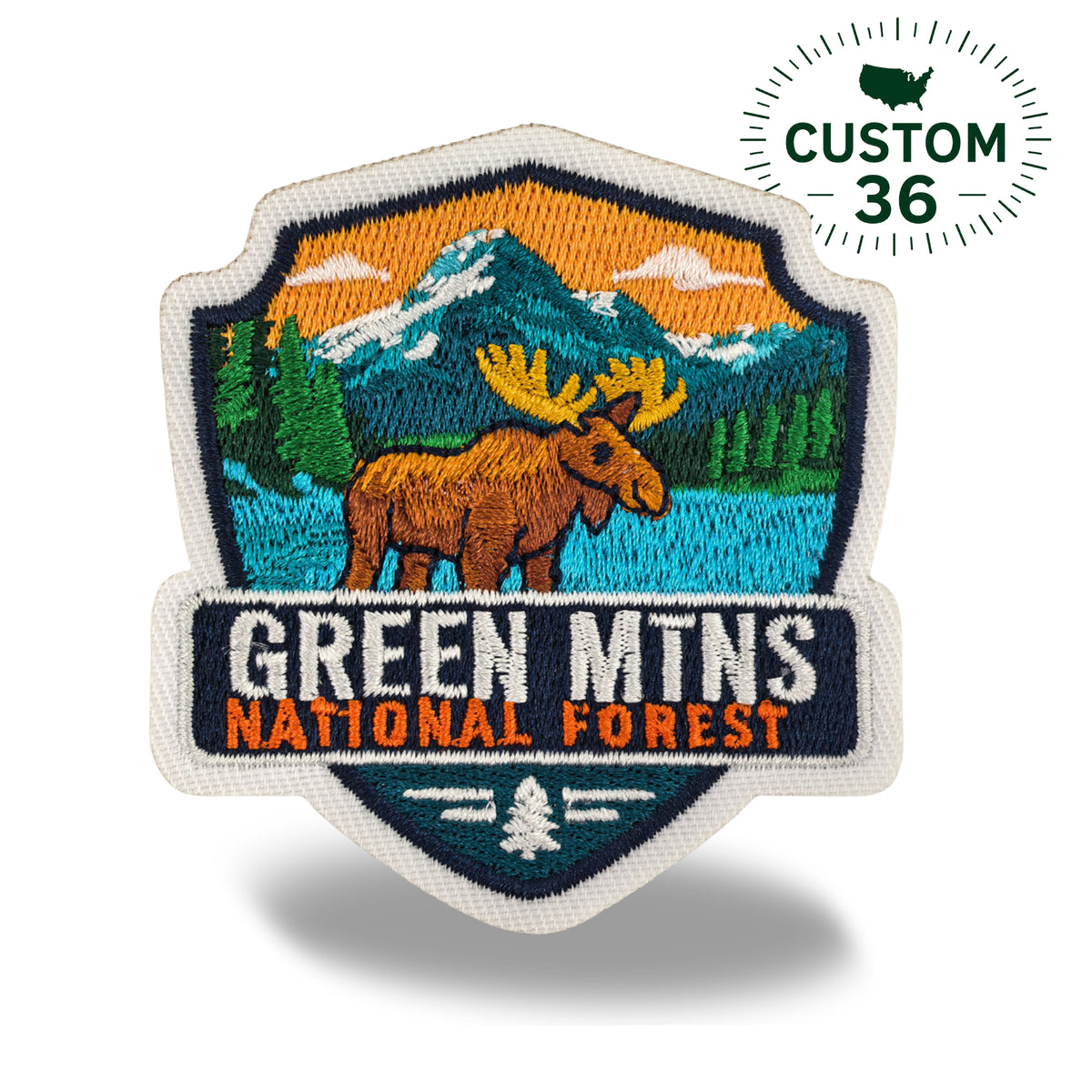 Green Mountains National Forest Iron-on Embroidered Patch | Vermont Wilderness Travel Souvenir Patch for Hats, Jackets & Backpacks