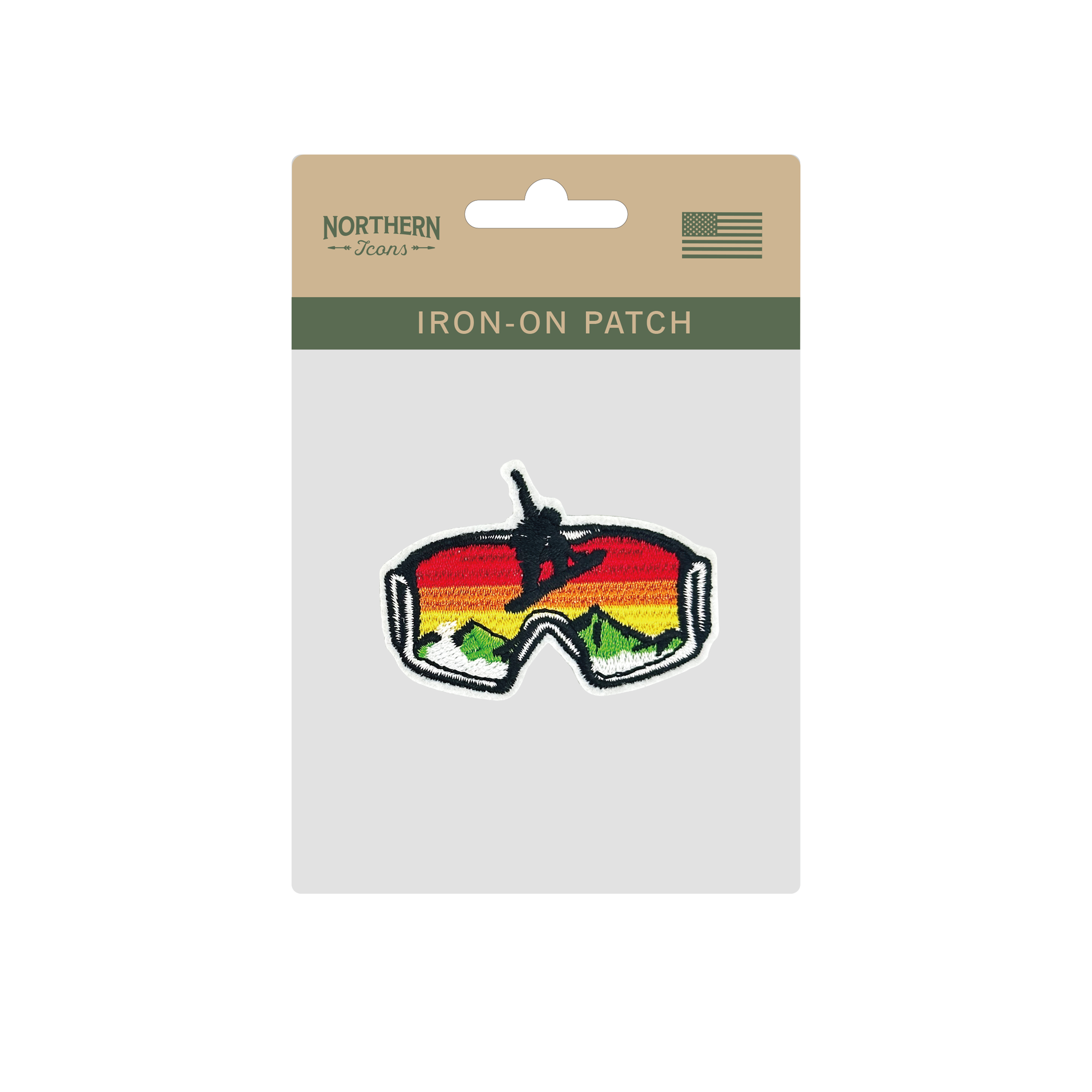 Sunset Snow Goggle Iron On Embroidery Patch