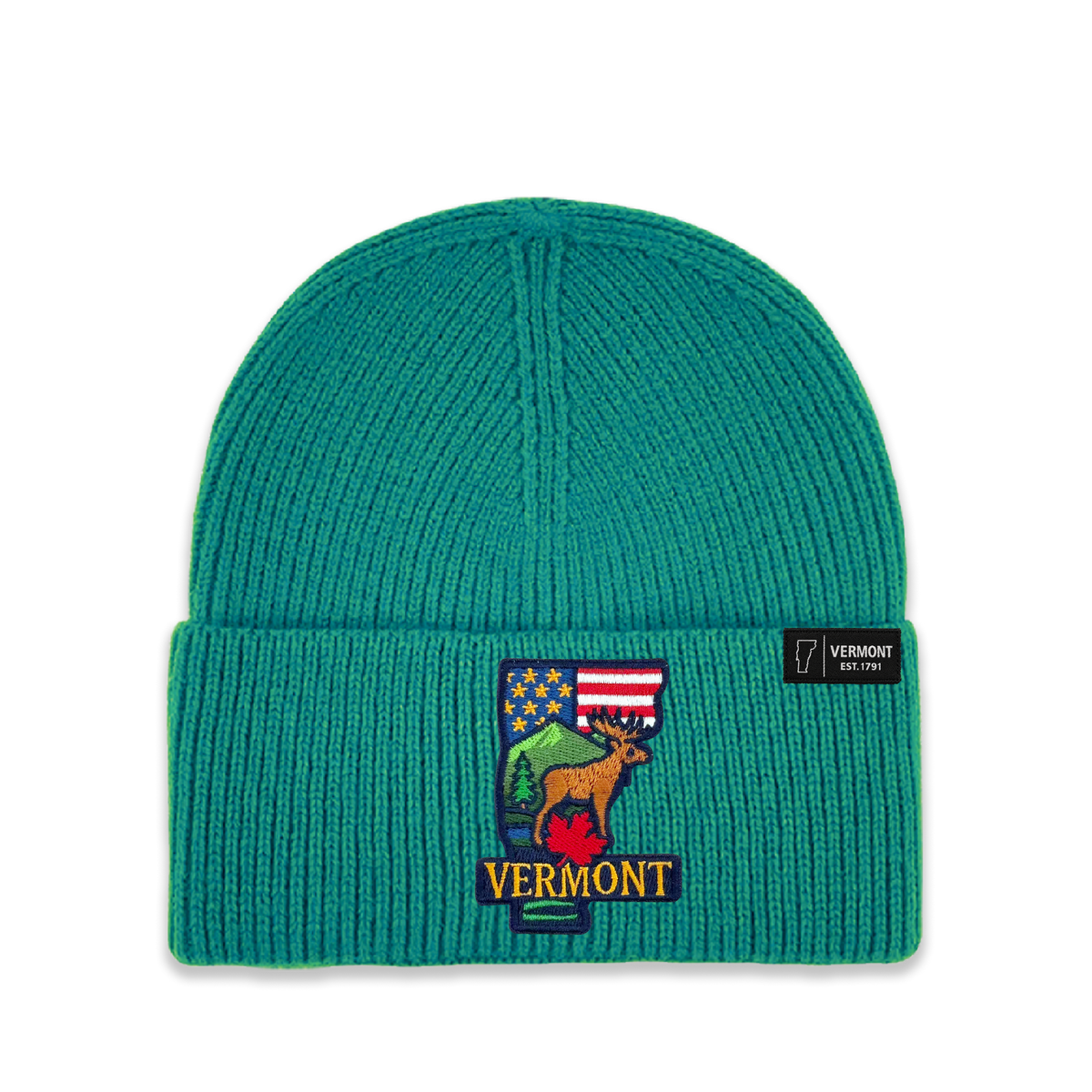 Vermont Patch Beanie | Embroidered State Map Winter Hat