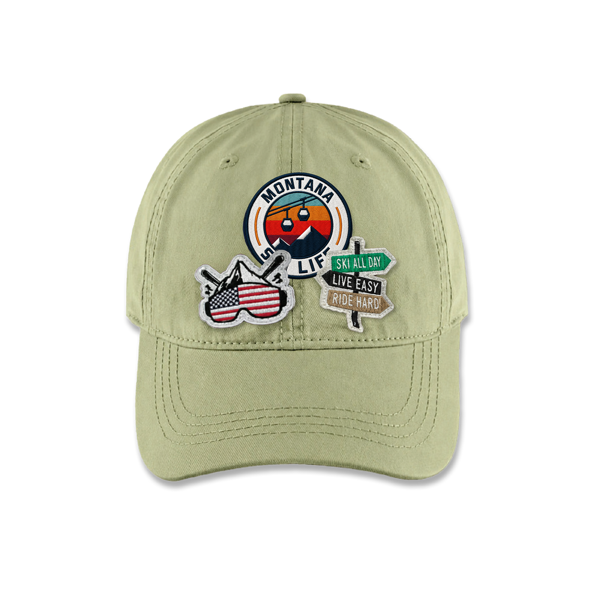 Montana Ski Lifestyle Triple Patches Embroidered Cap