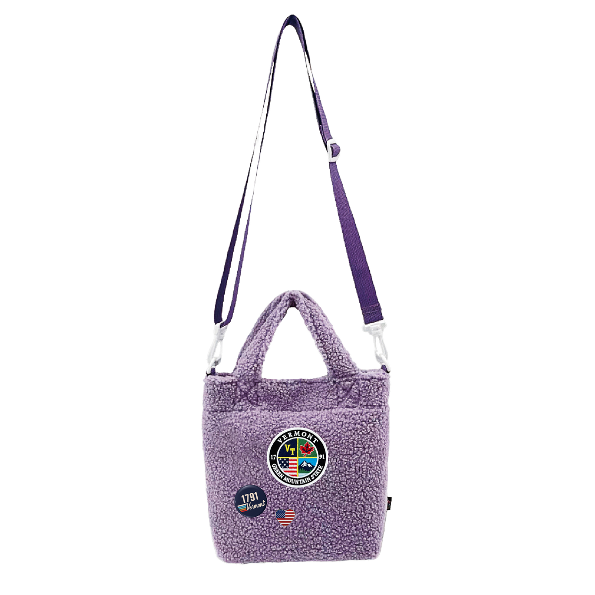 Vermont Sherpa Mini Tote Bag | Cozy Fleece Crossbody Carry Bag